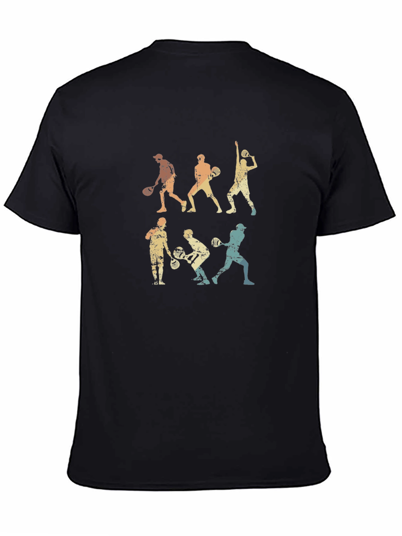 Retro Tennis Player Black T-Shirt