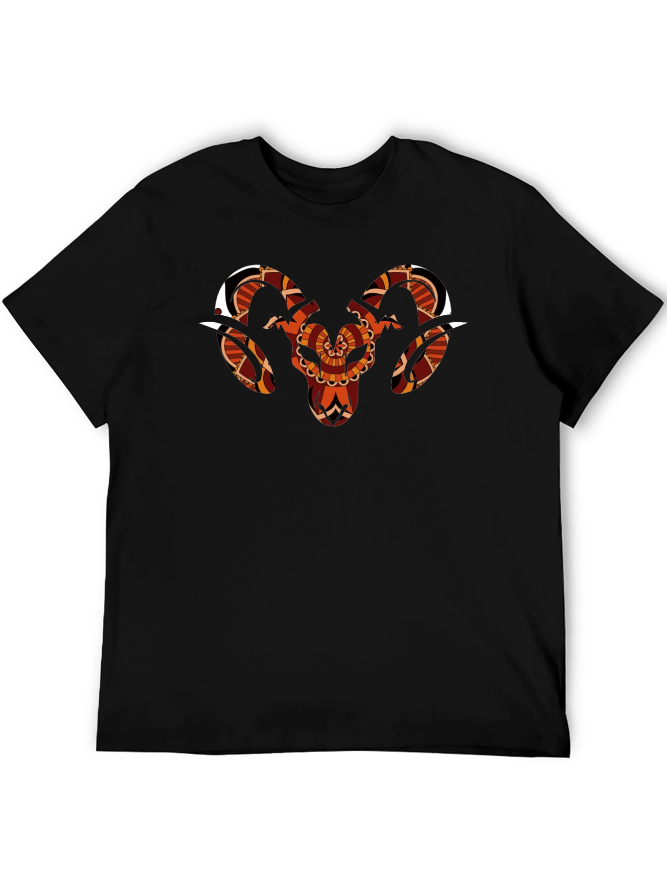 Ram Mandala Graphic Tee - Stylish Black Cotton T-Shirt