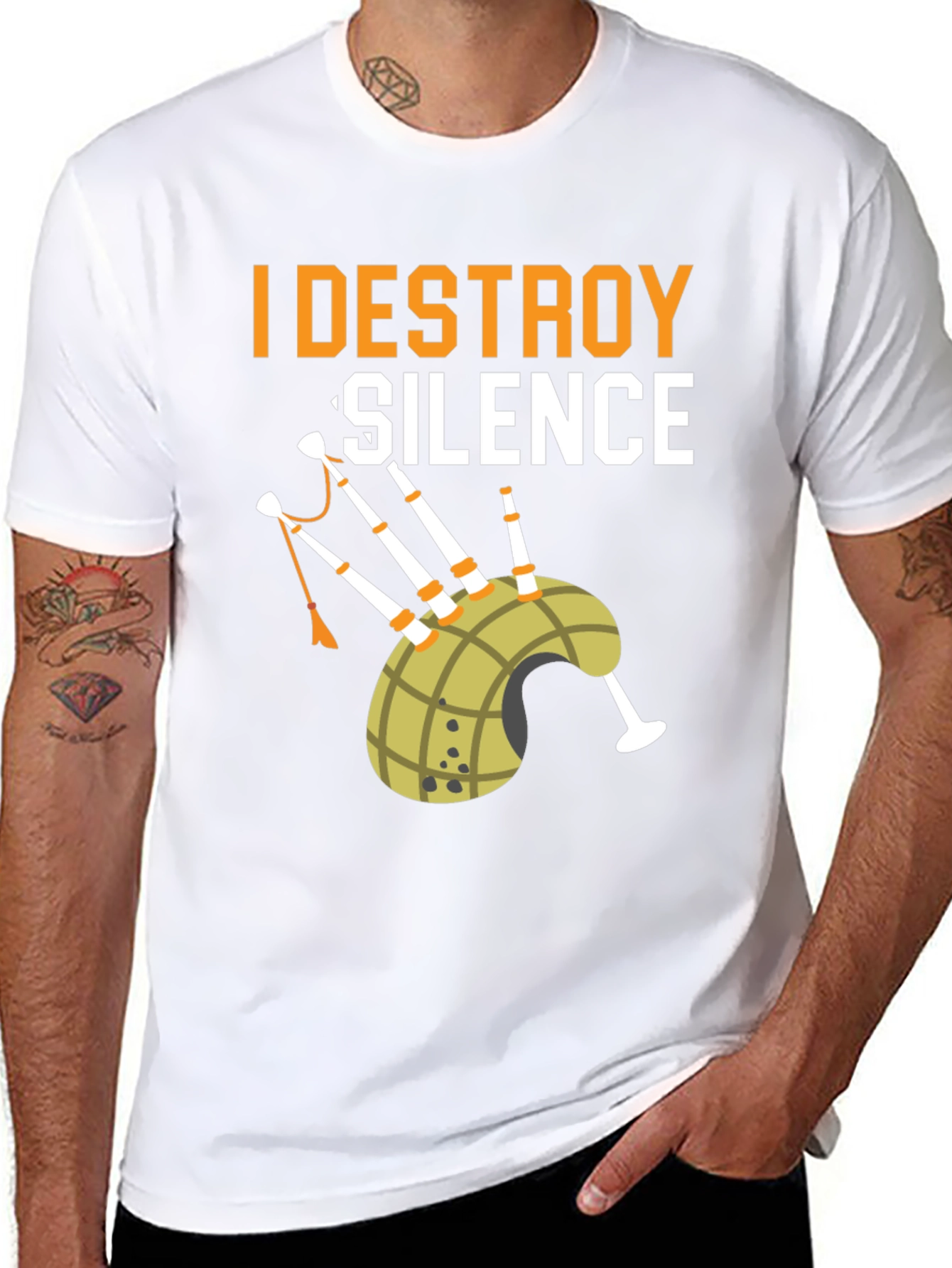 I Destroy Silence Bagpipe Graphic Tee