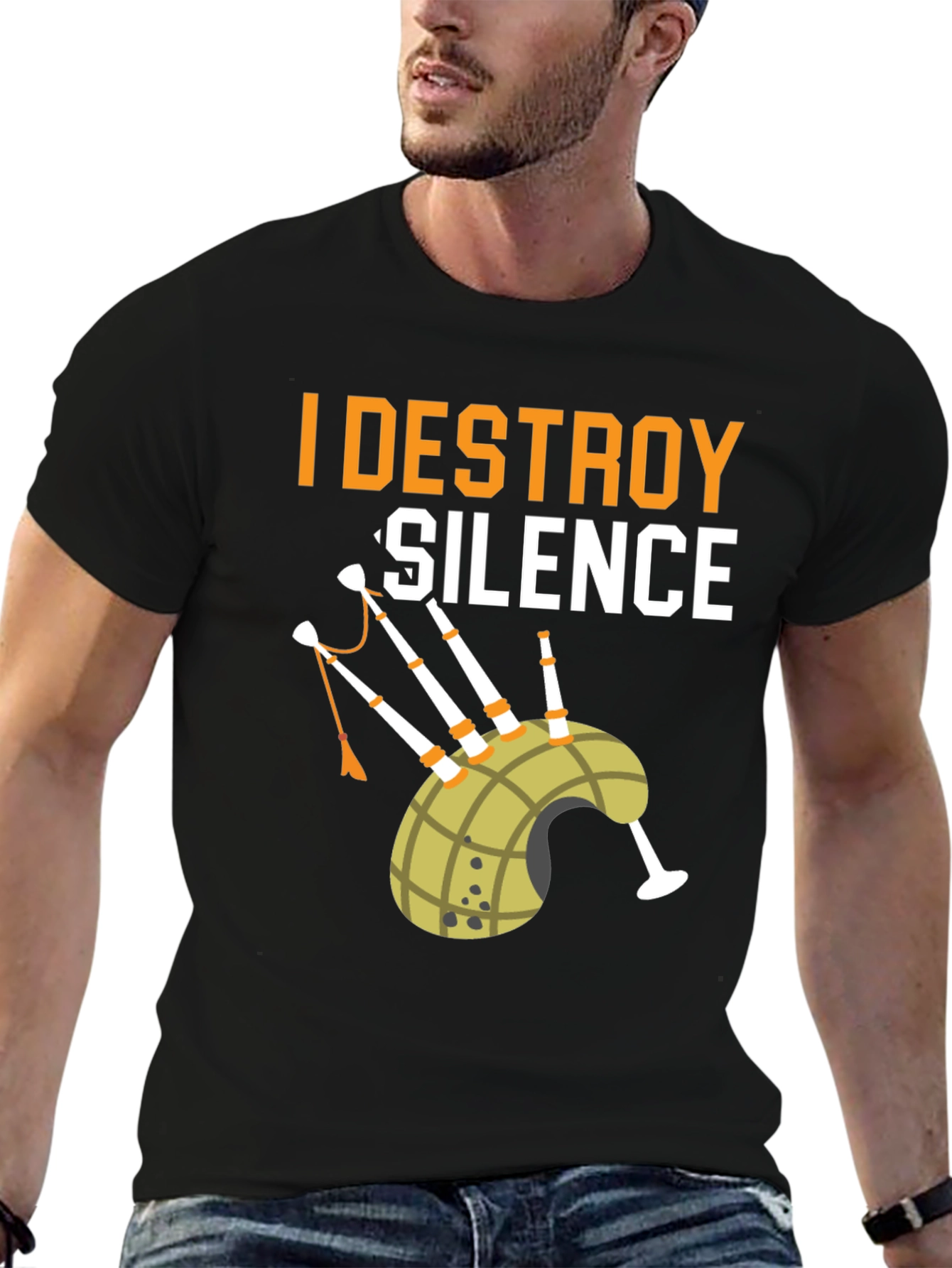I Destroy Silence Bagpipe Graphic Tee