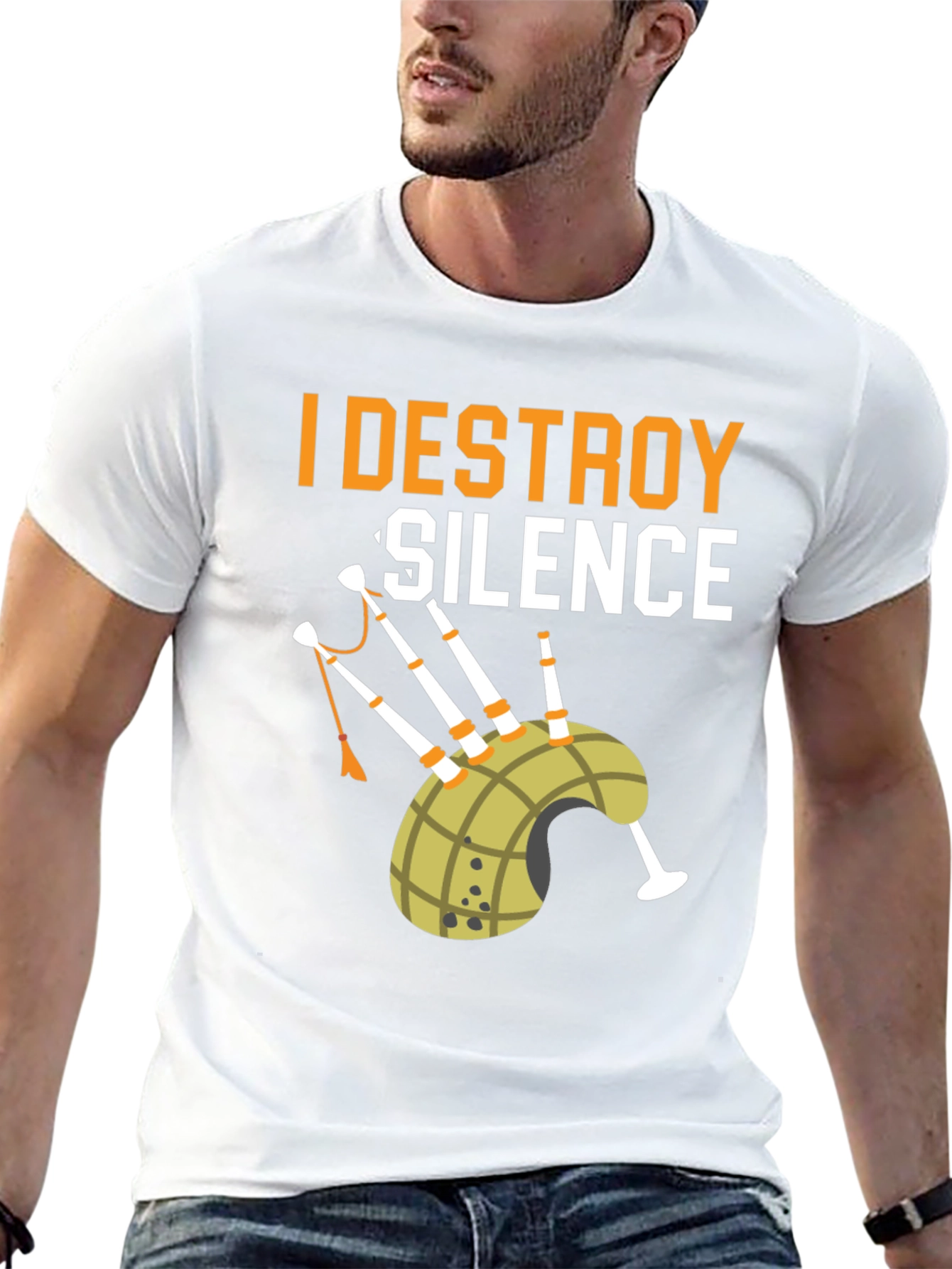 I Destroy Silence Bagpipe Graphic Tee