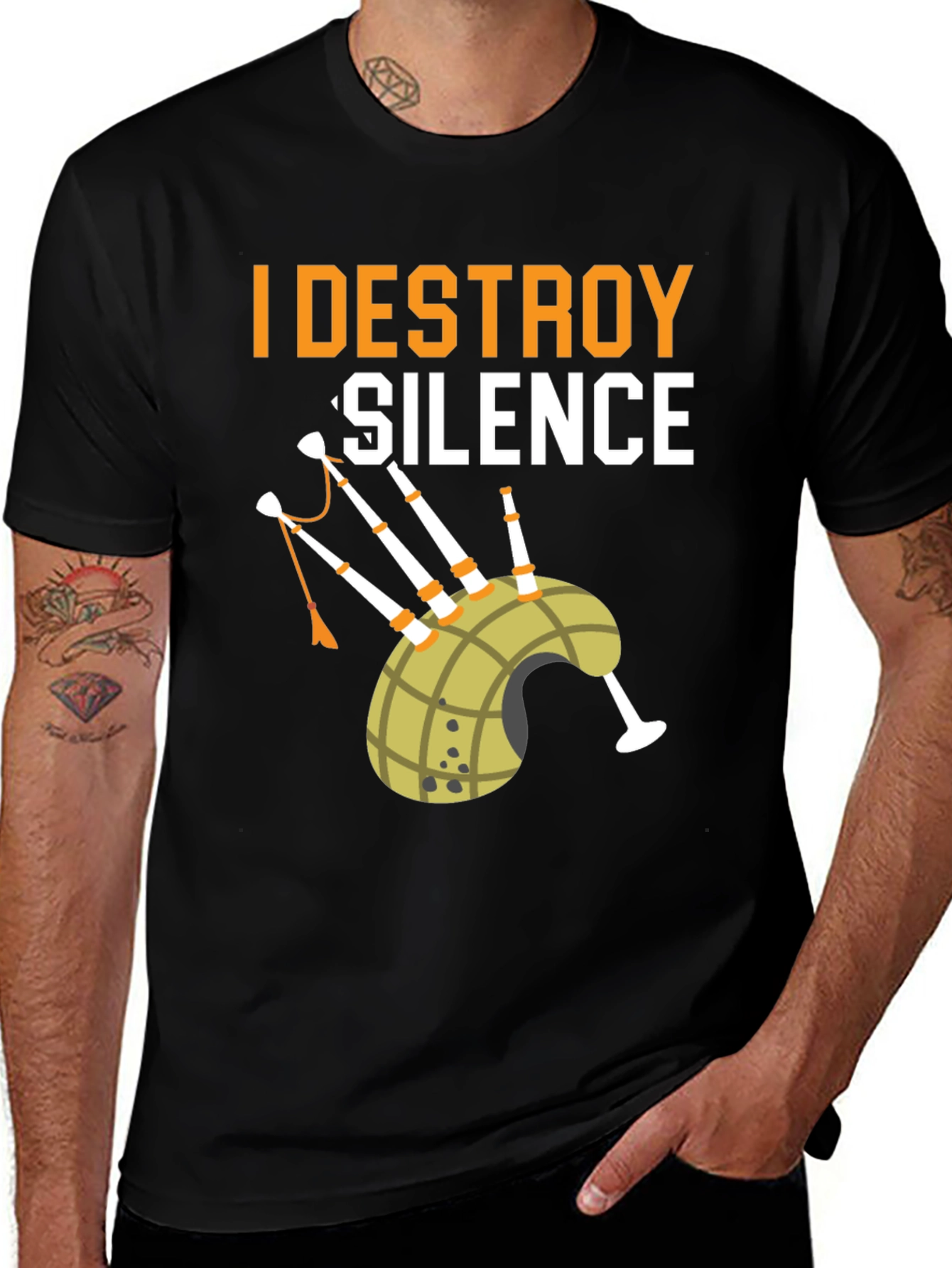 I Destroy Silence Bagpipe Graphic Tee