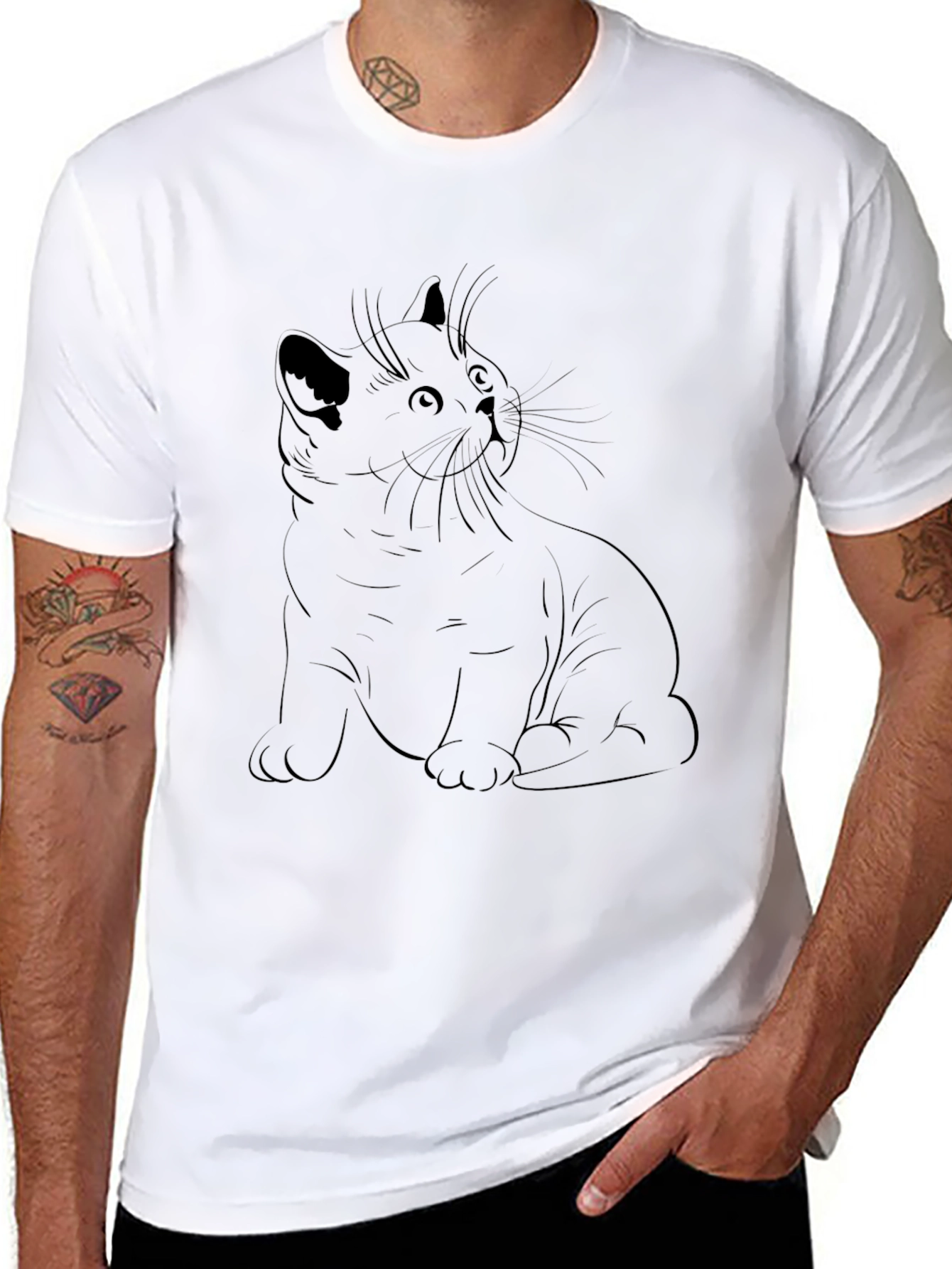 Black Cat Outline Graphic Tee | Modern Unisex Fit