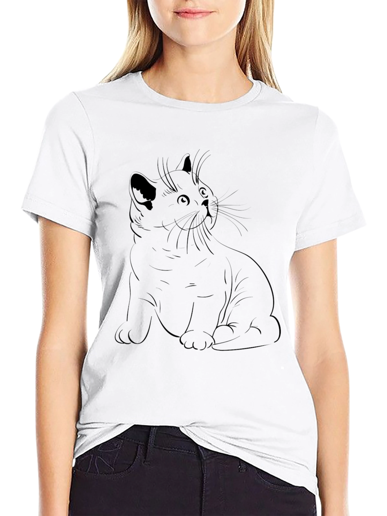 Black Cat Outline Graphic Tee | Modern Unisex Fit
