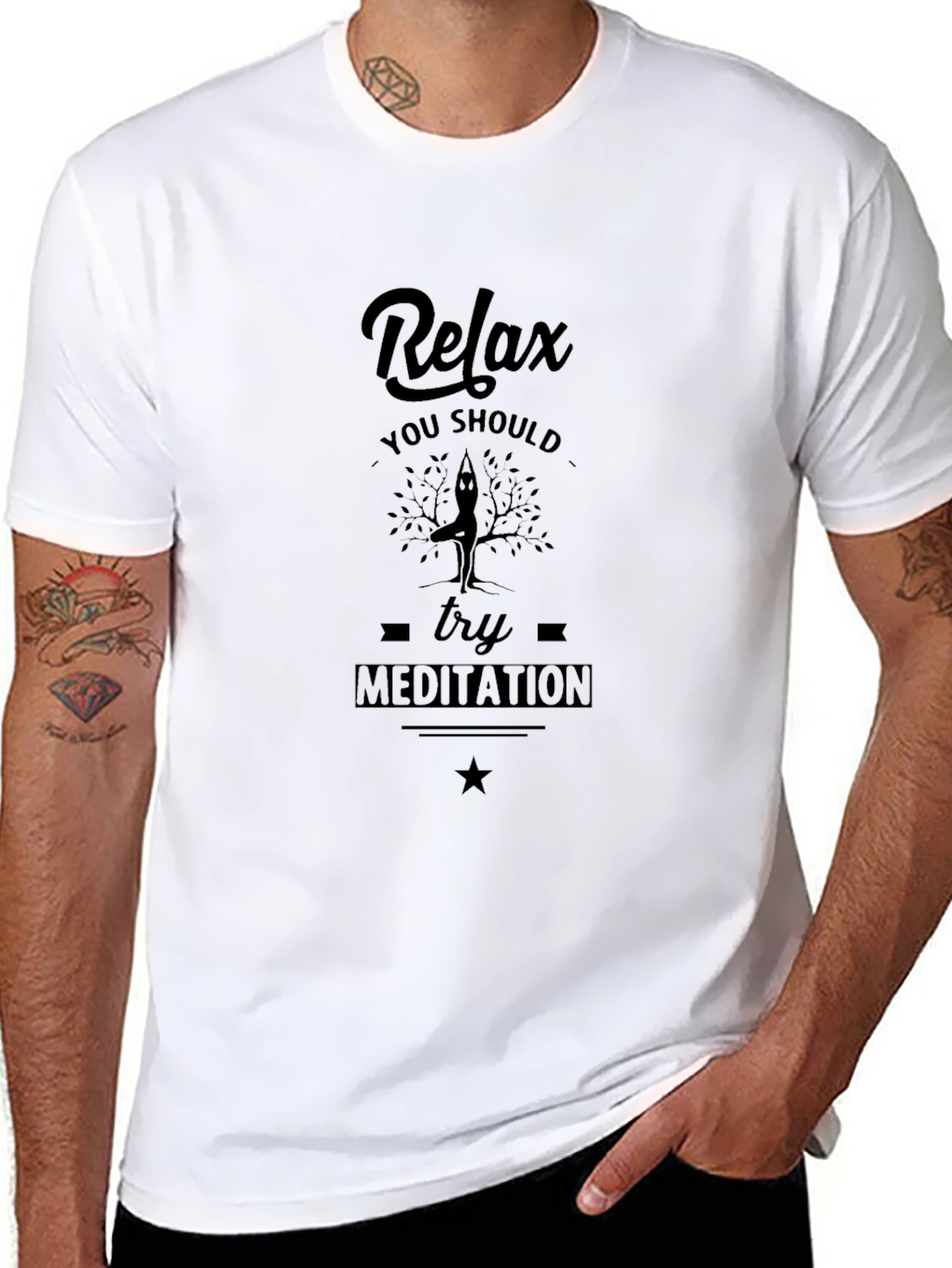 Relax Meditation Black T-Shirt