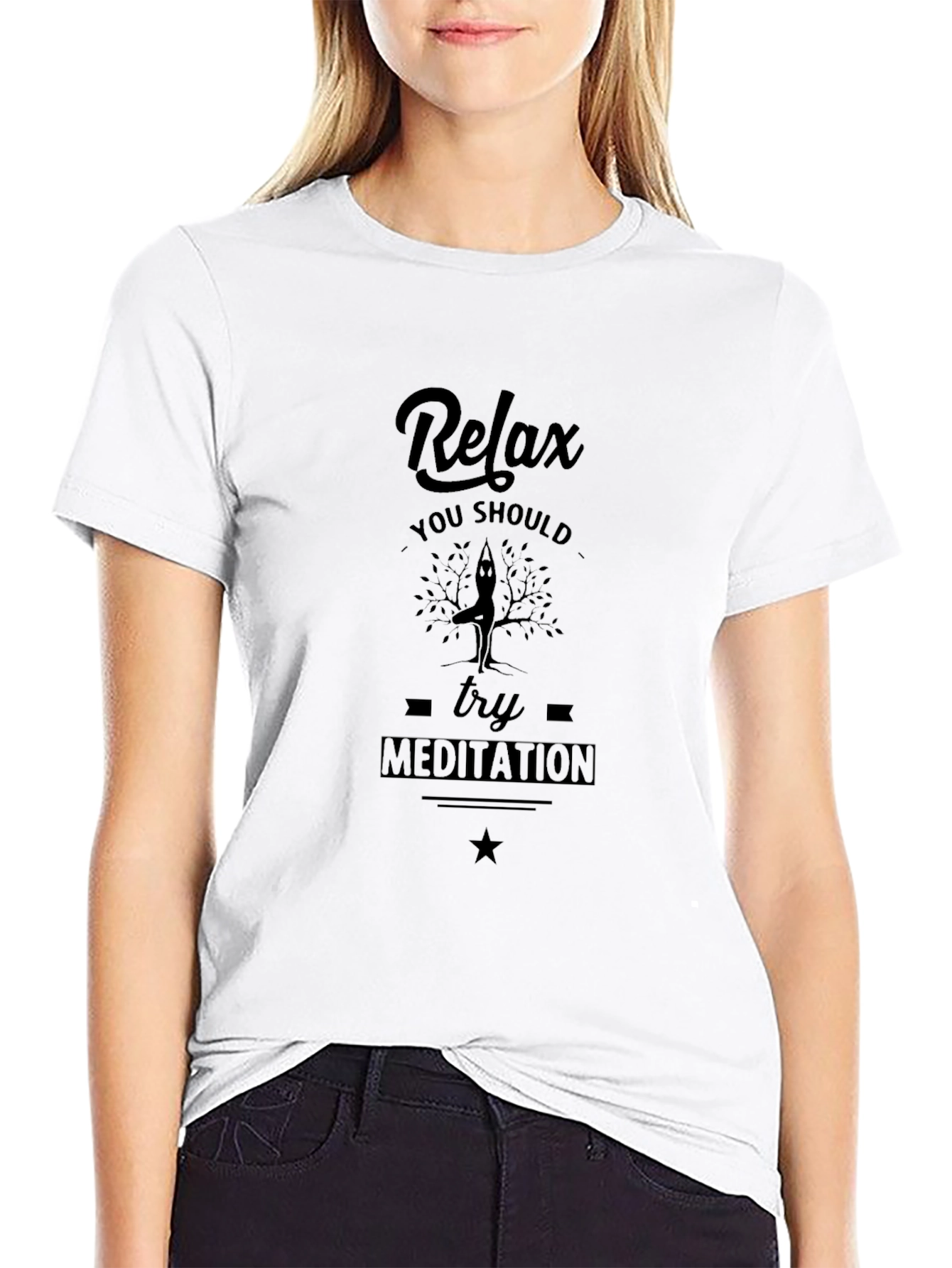 Relax Meditation Black T-Shirt
