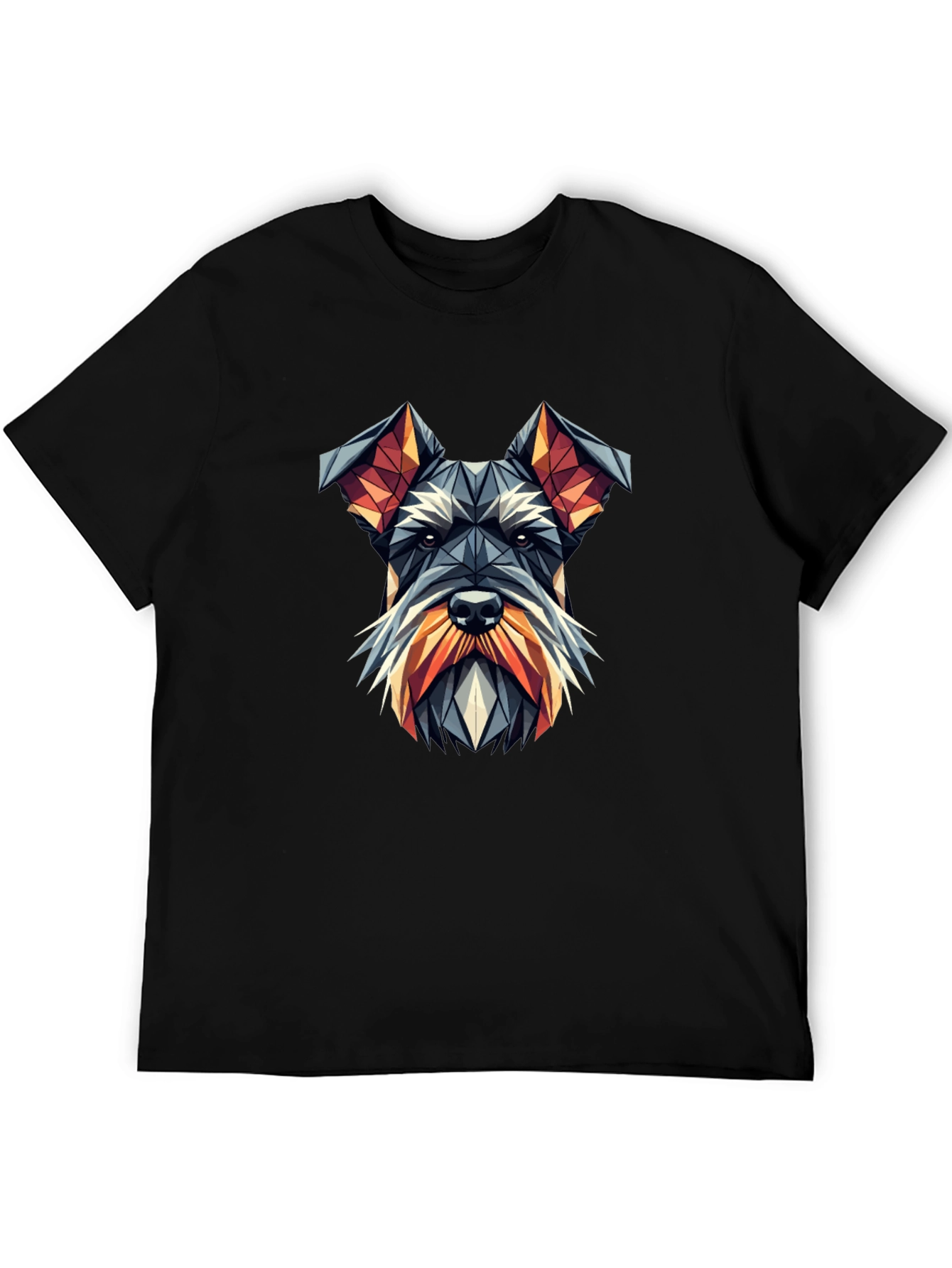 Geometric Schnauzer Dog Graphic Tee - Black
