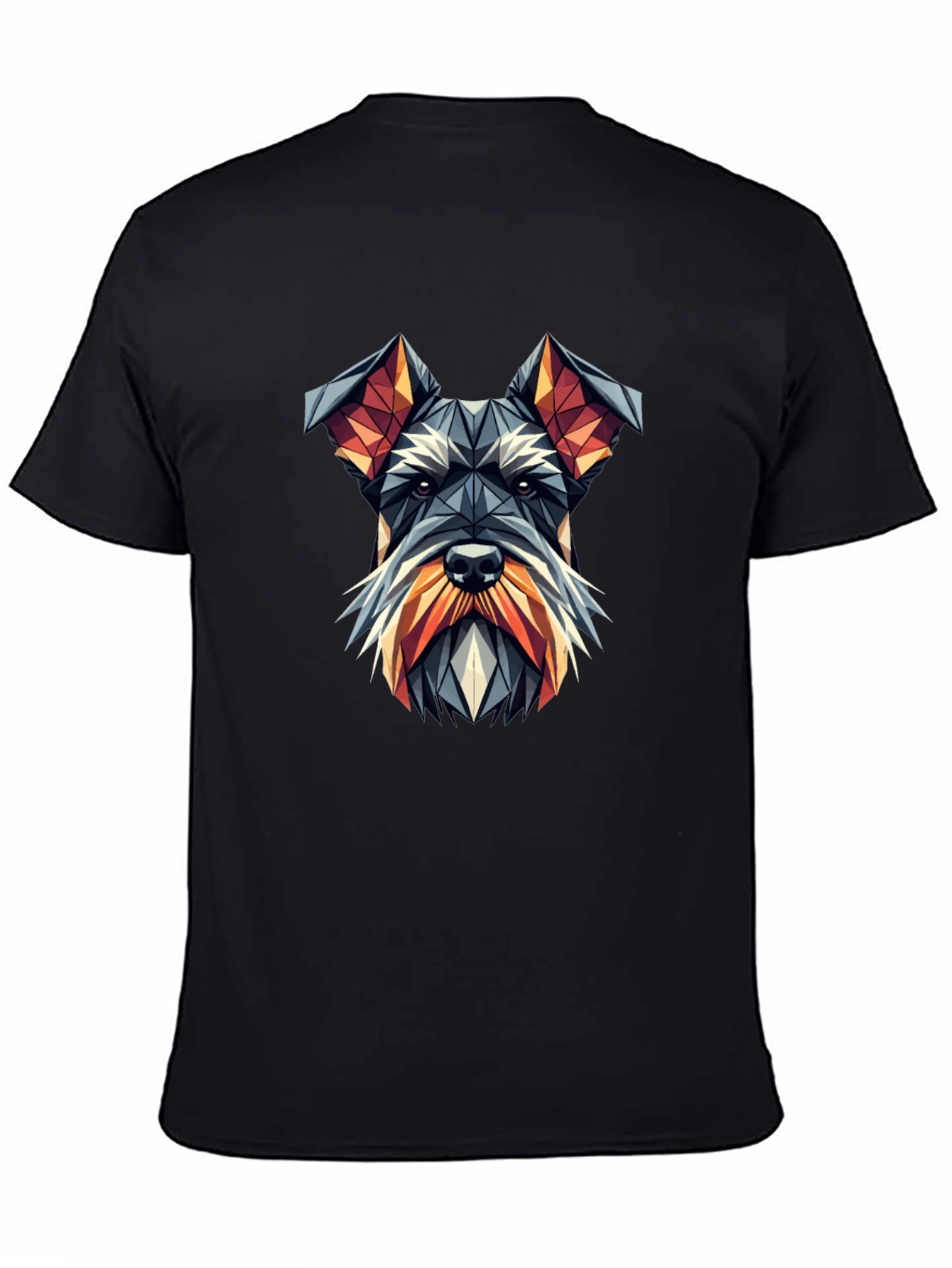 Geometric Schnauzer Dog Graphic Tee - Black