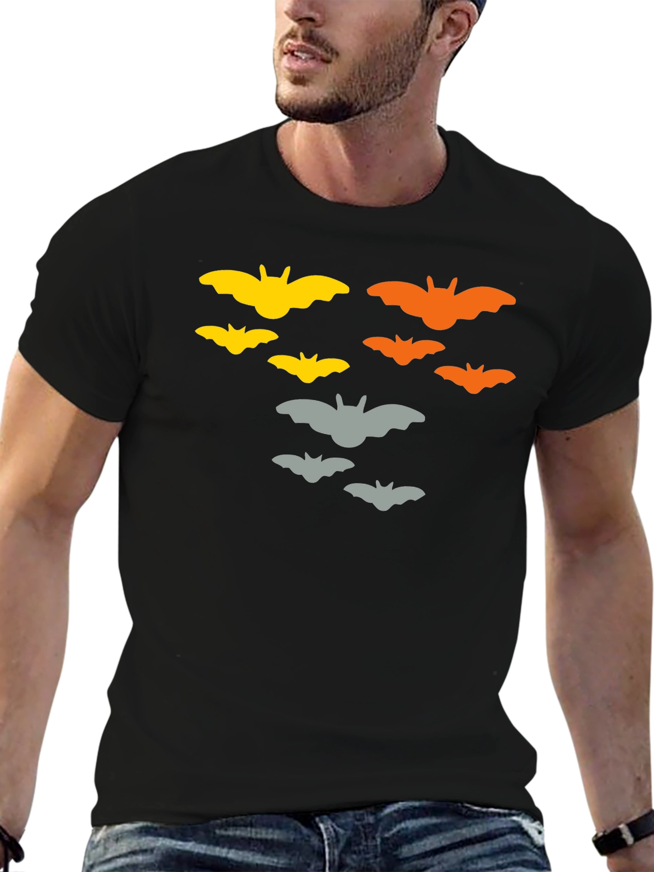 Halloween Bat Graphic T-Shirt - Mens Black Tee