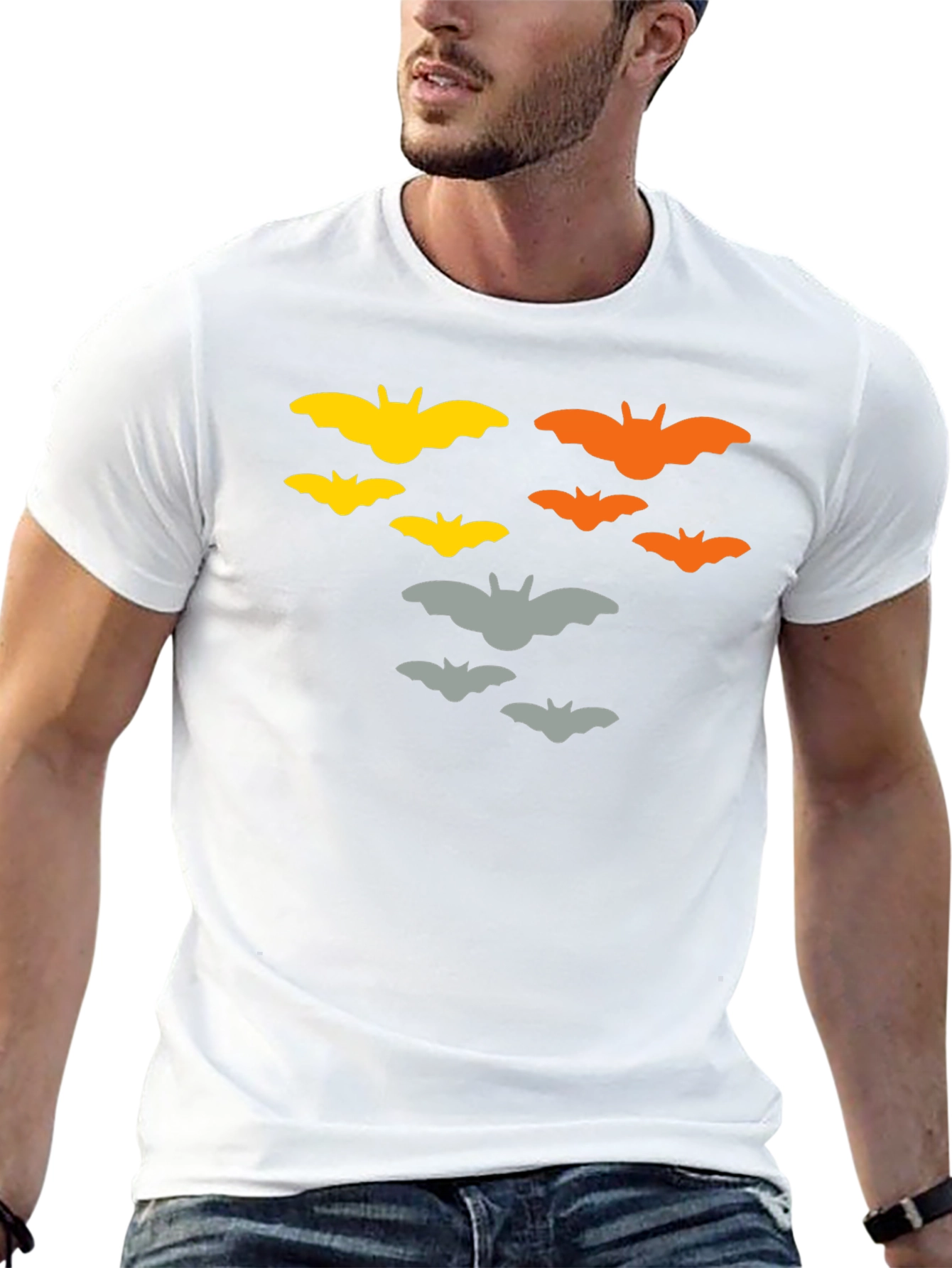 Halloween Bat Graphic T-Shirt - Mens Black Tee