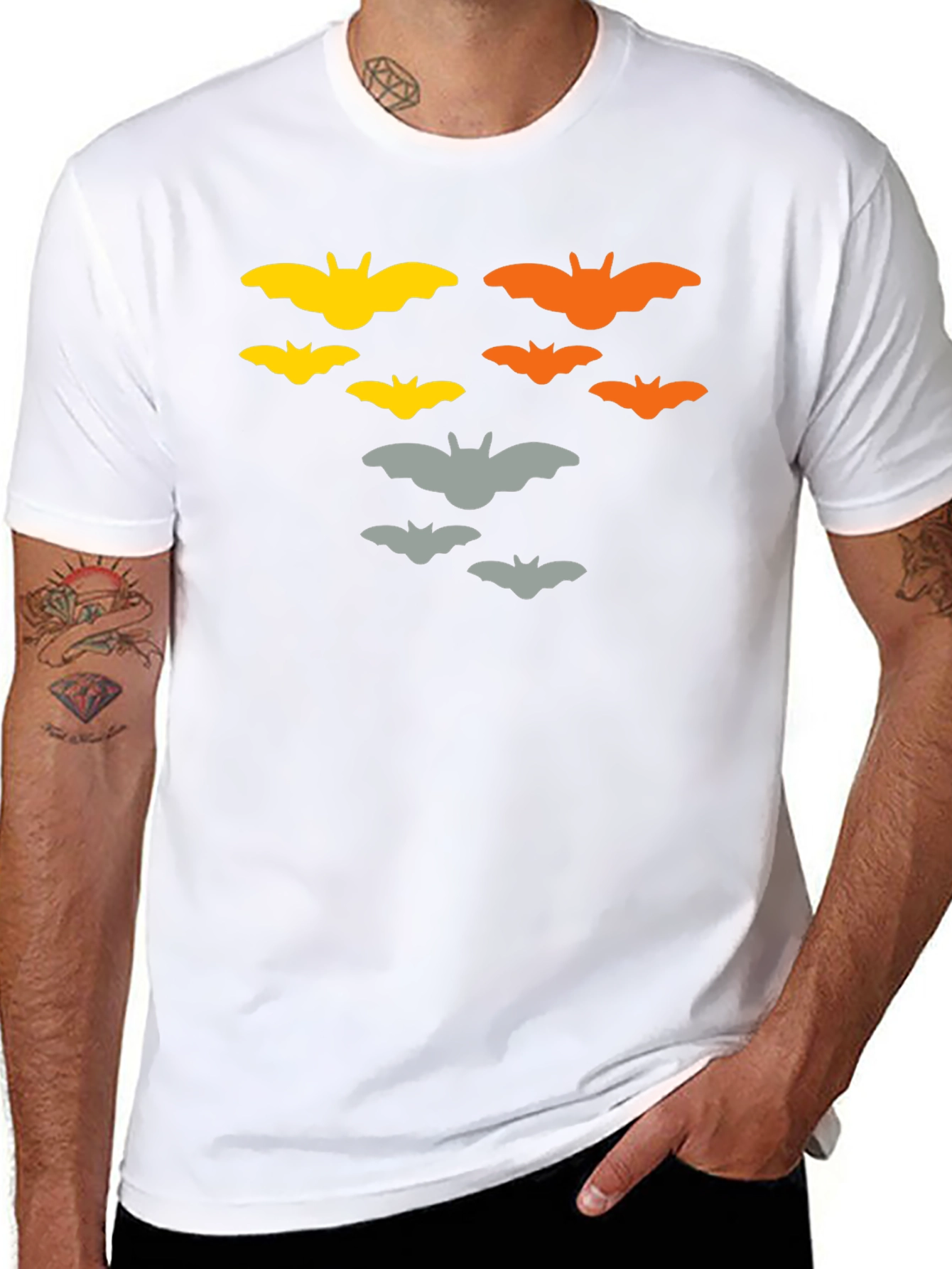 Halloween Bat Graphic T-Shirt - Mens Black Tee