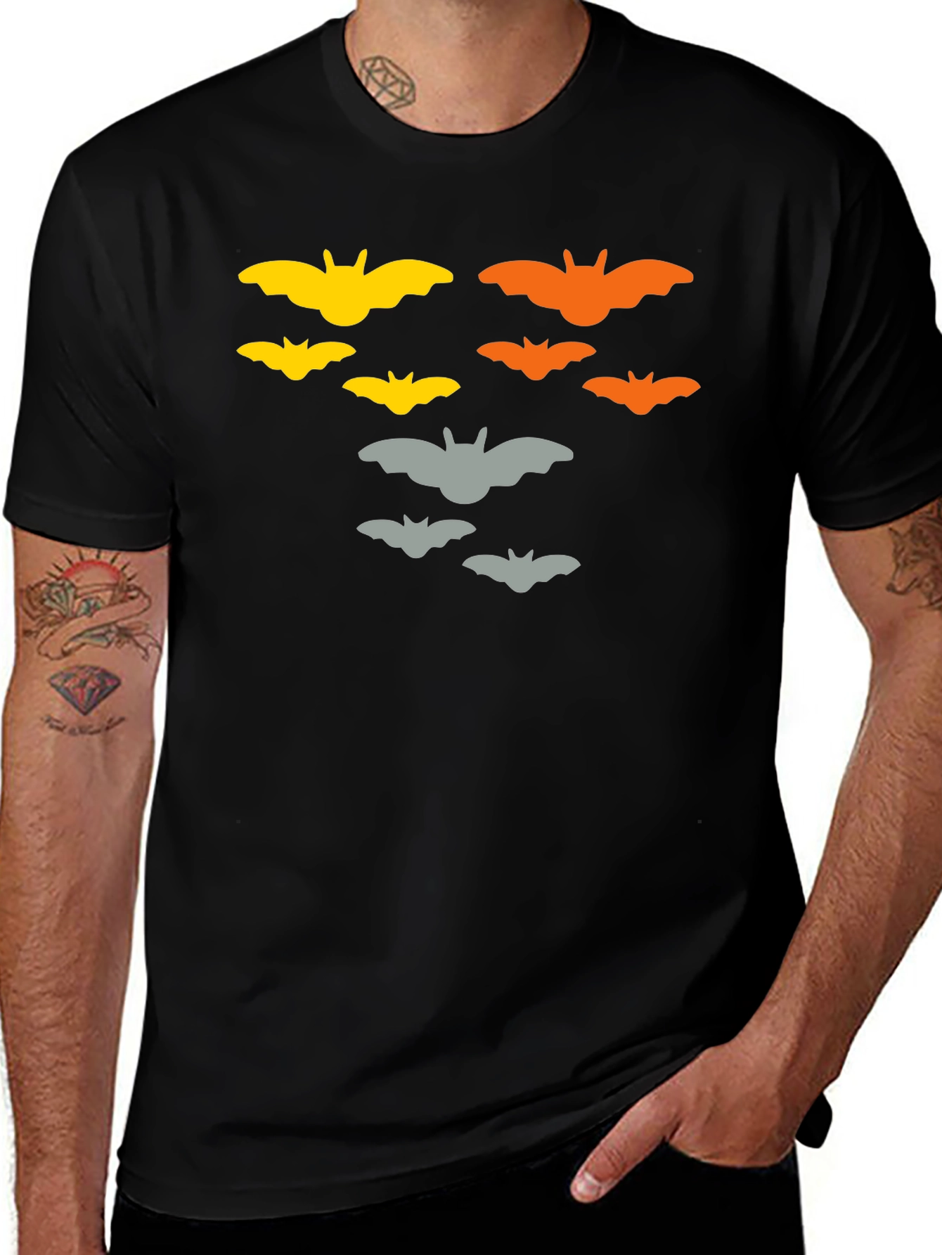 Halloween Bat Graphic T-Shirt - Mens Black Tee