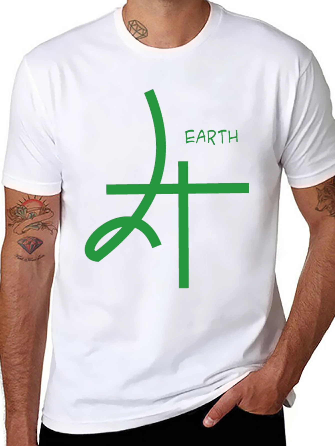 Earth Element Symbol Graphic Tee - Black Cotton T-Shirt