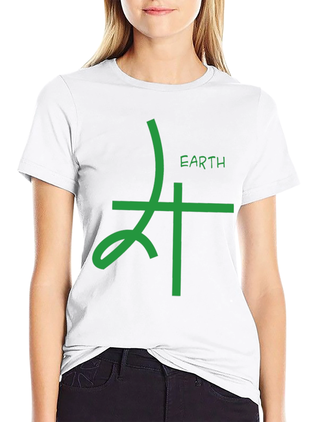 Earth Element Symbol Graphic Tee - Black Cotton T-Shirt