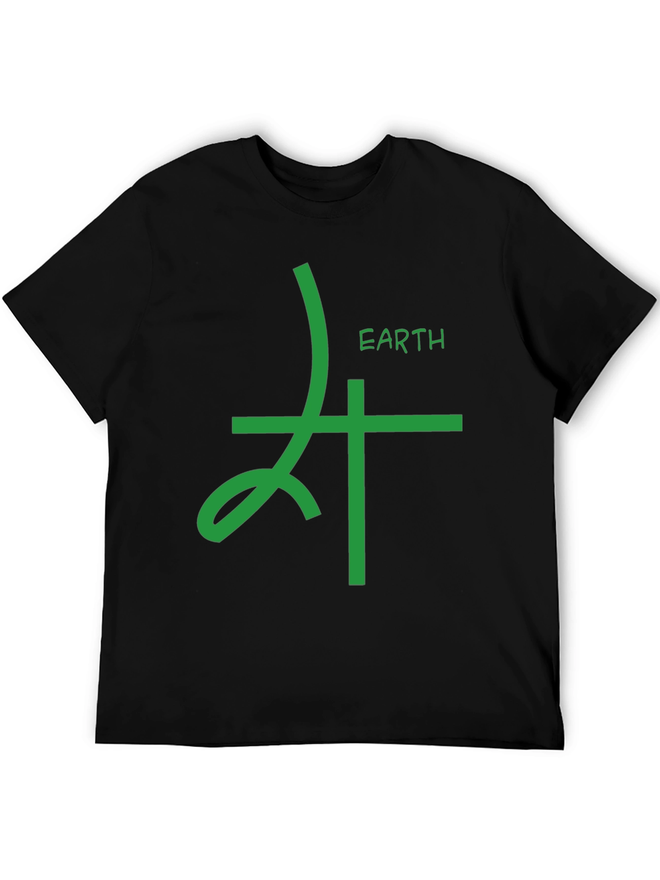 Earth Element Symbol Graphic Tee - Black Cotton T-Shirt