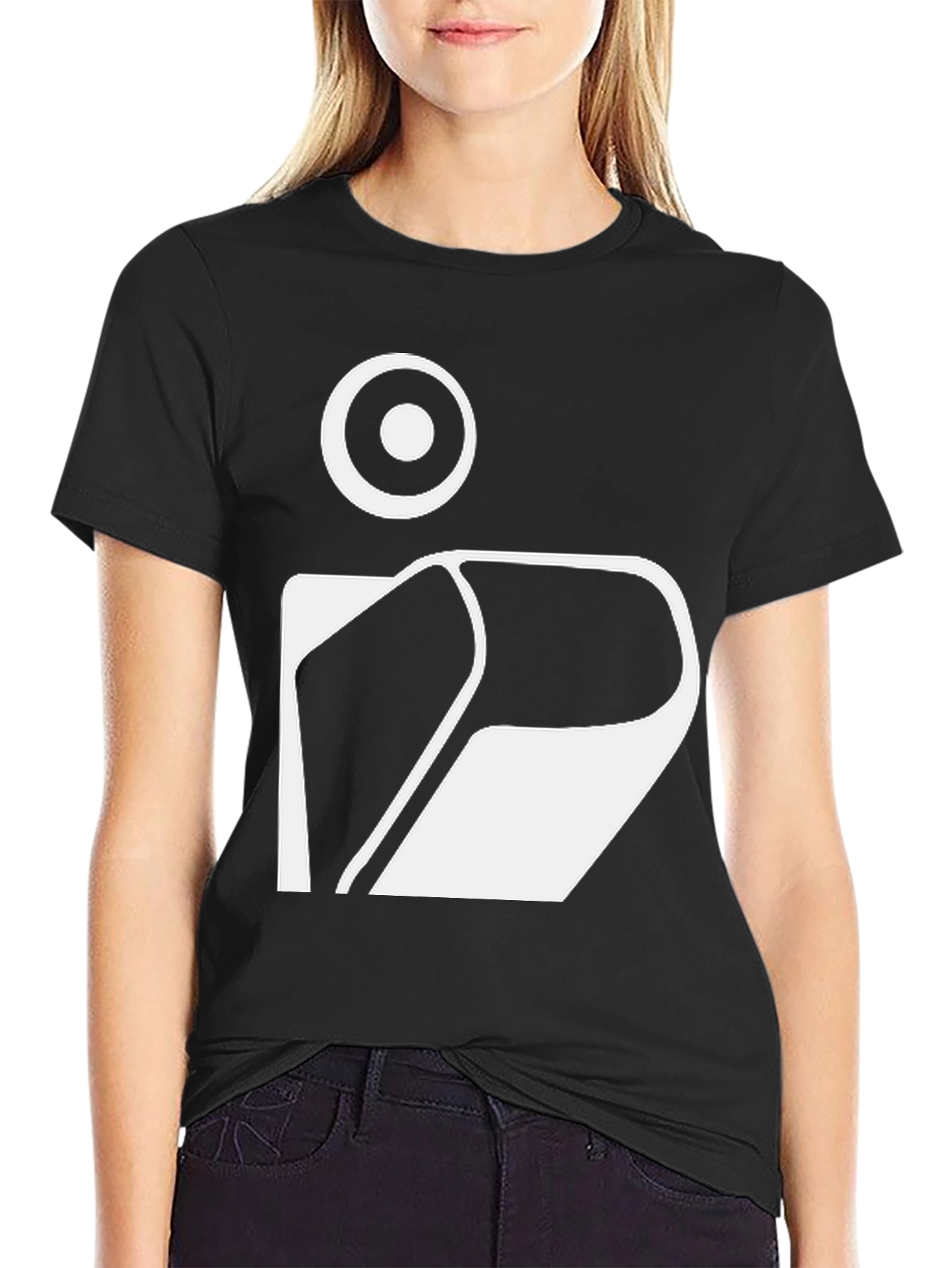 Modern Graphic Tee - Abstract White Print on Black