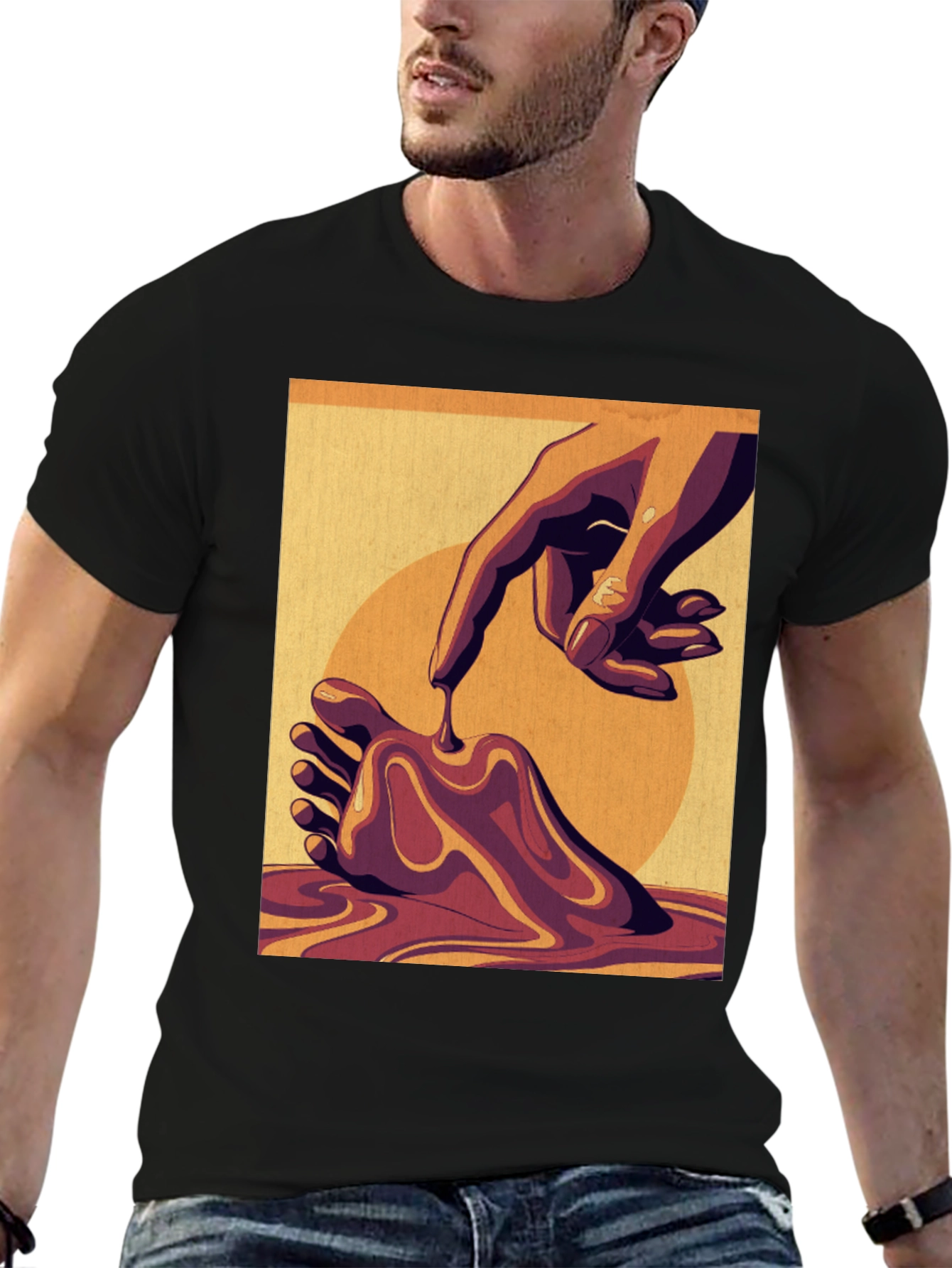 Abstract Art Graphic Print Black Tee