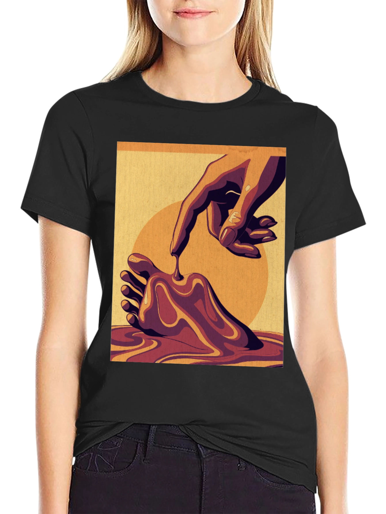Abstract Art Graphic Print Black Tee