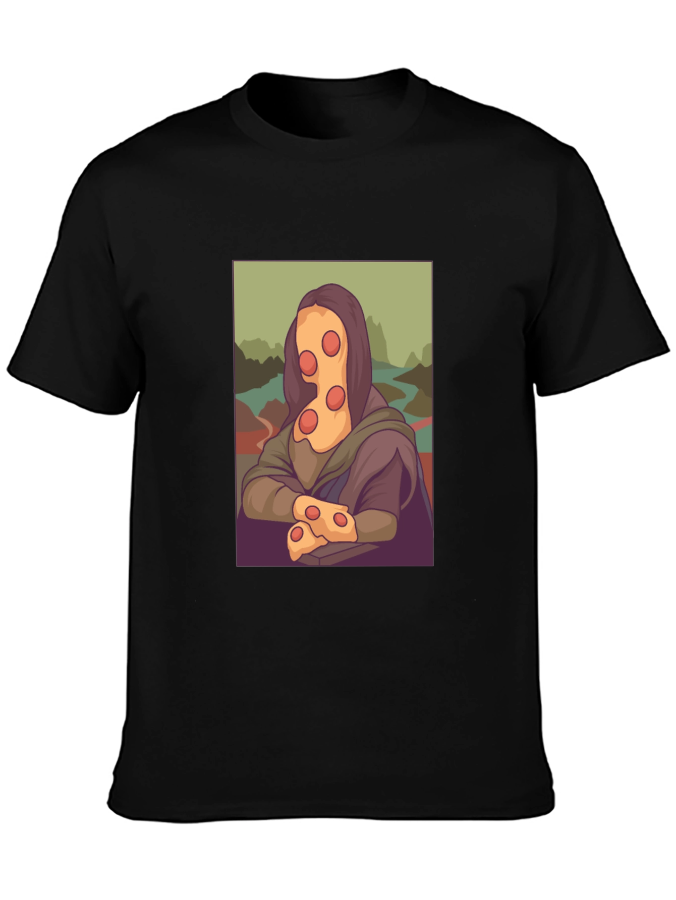 Pizza Mona Lisa Black T-Shirt