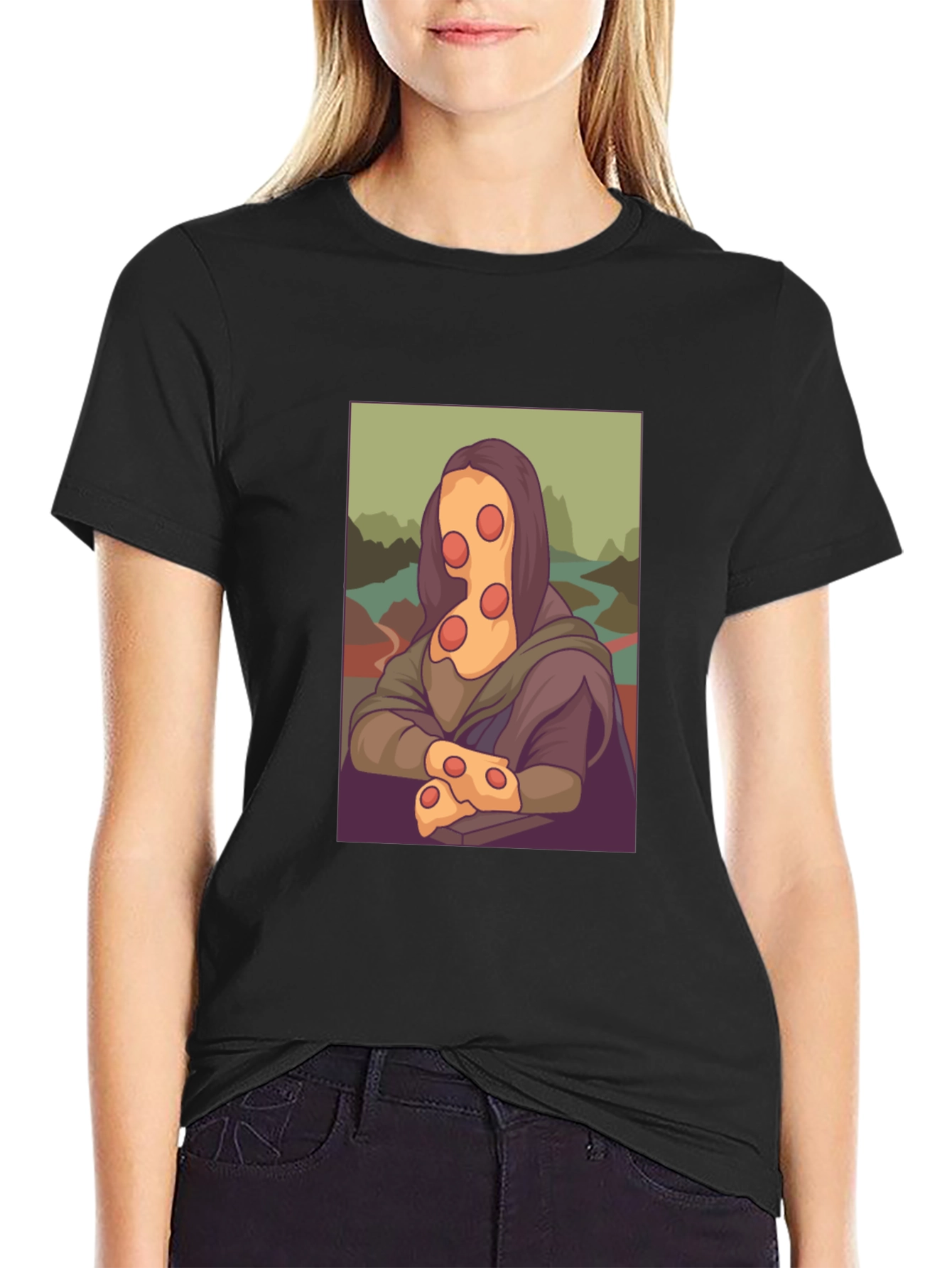Pizza Mona Lisa Black T-Shirt