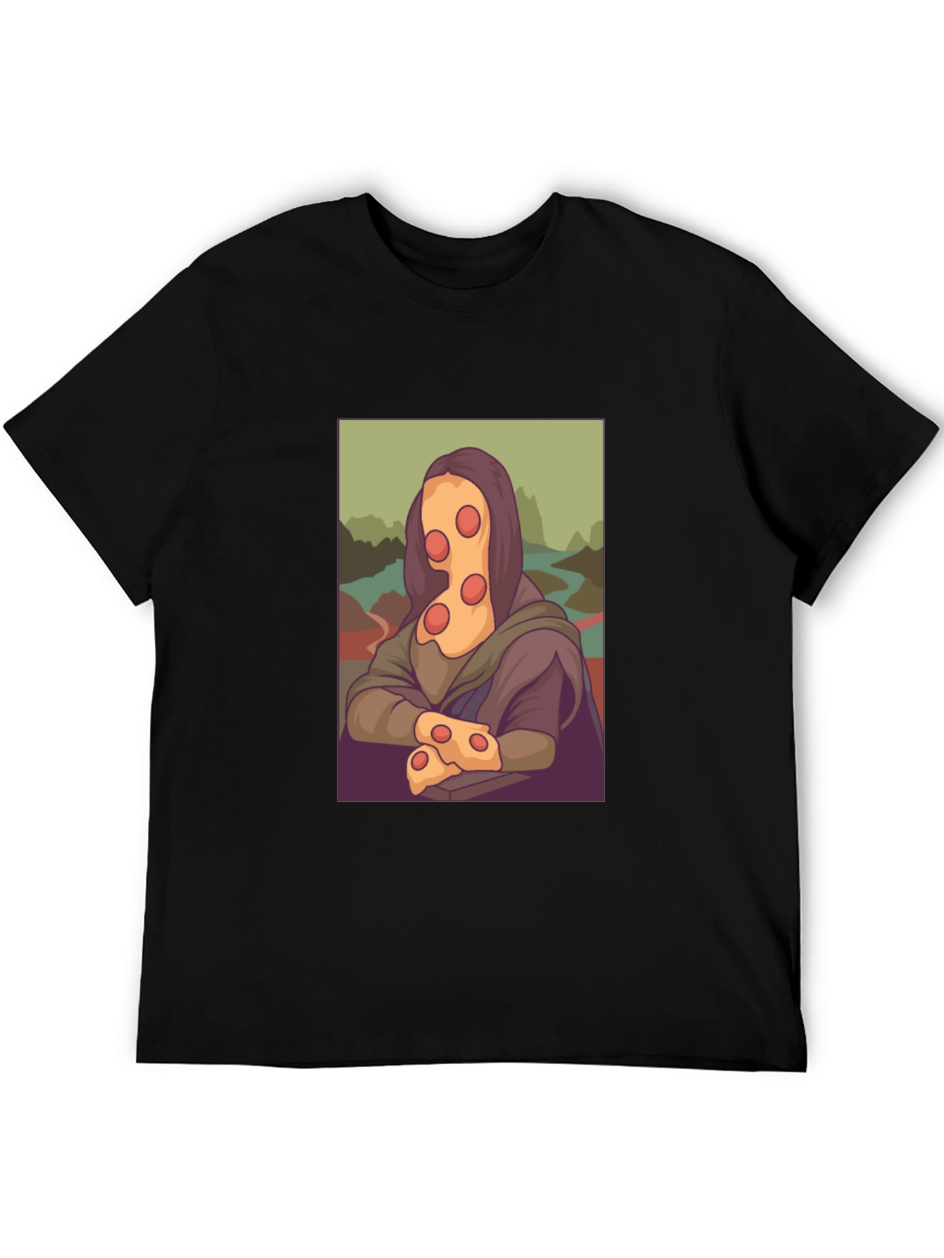 Pizza Mona Lisa Black T-Shirt
