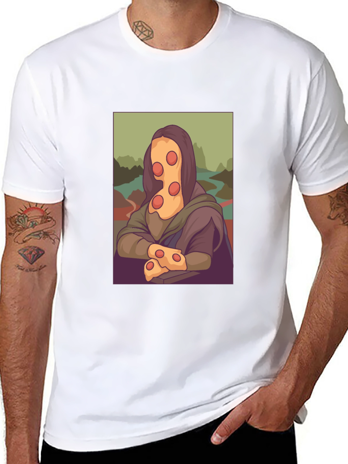 Pizza Mona Lisa Black T-Shirt