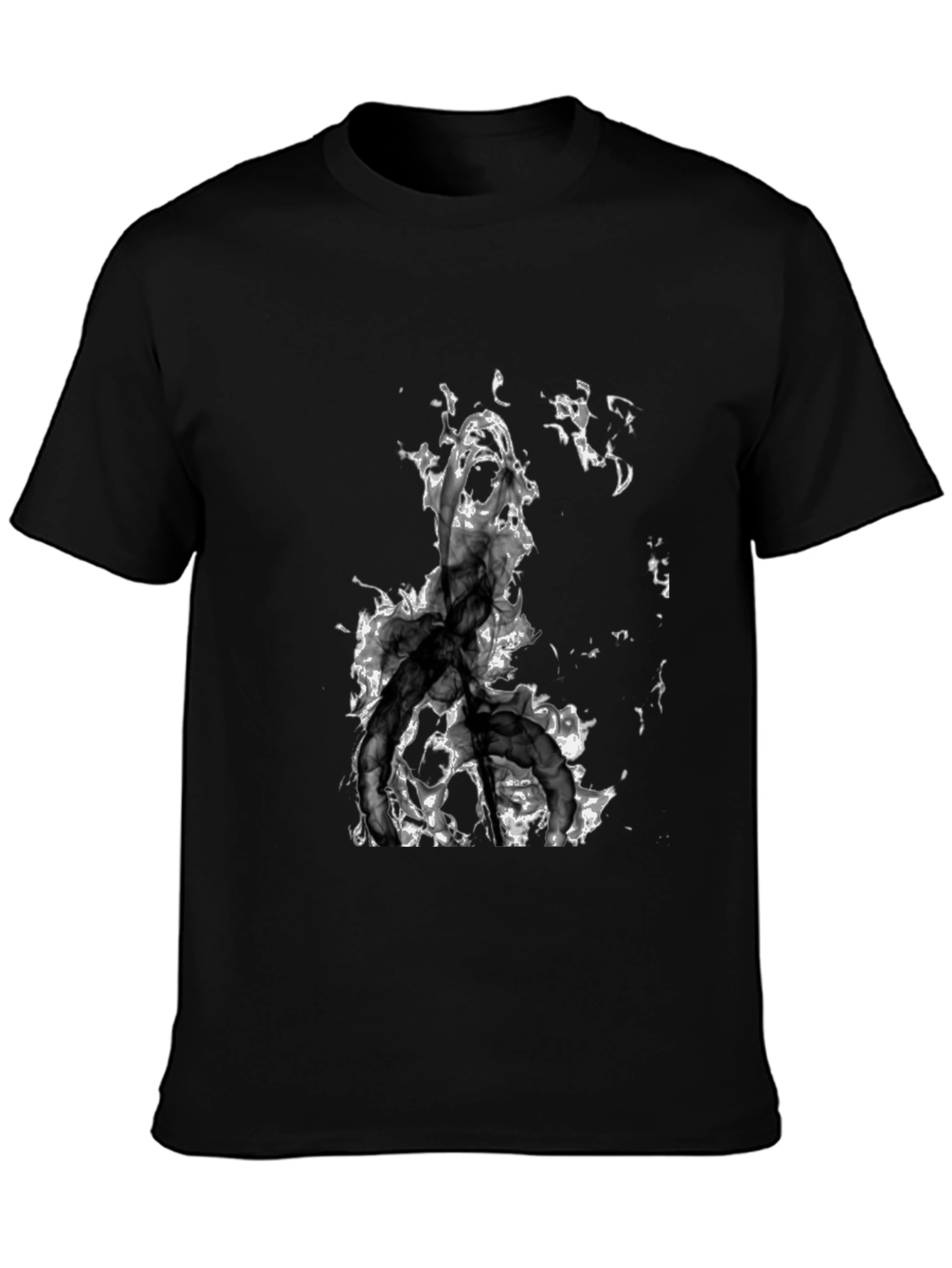 Abstract Smoke Design Black T-Shirt