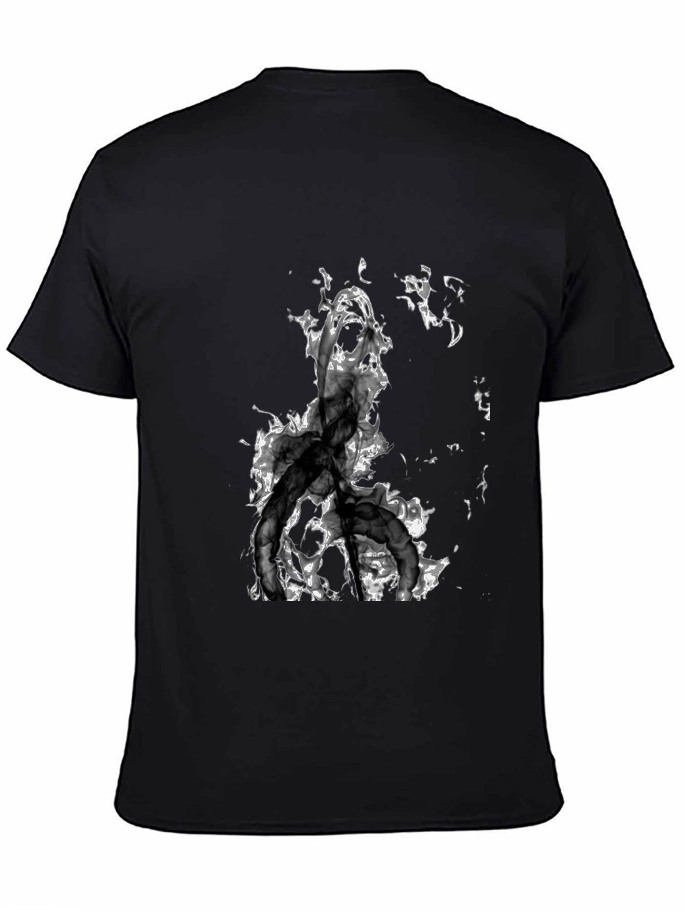 Abstract Smoke Design Black T-Shirt