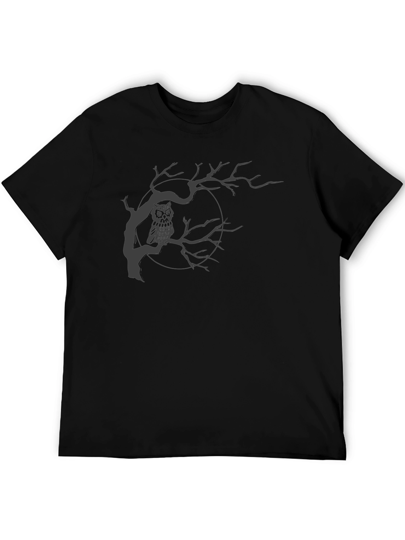 Owl in Tree Graphic T-Shirt - Mens Black Tee