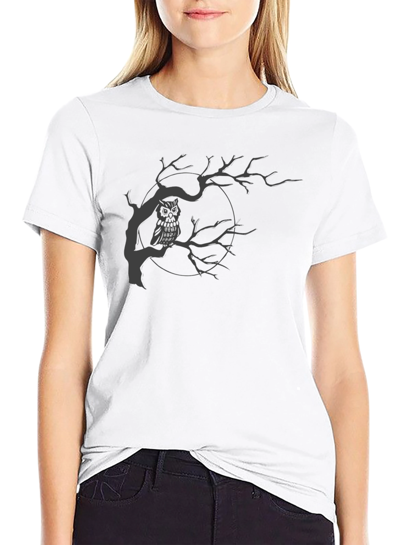 Owl in Tree Graphic T-Shirt - Mens Black Tee