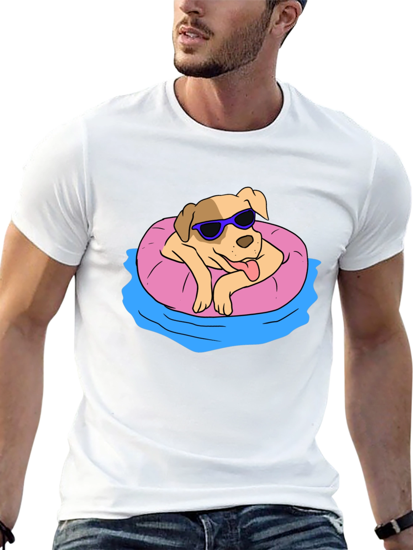 Cool Dog in Pool Float T-Shirt