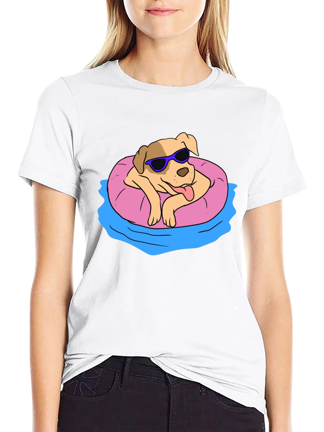 Cool Dog in Pool Float T-Shirt