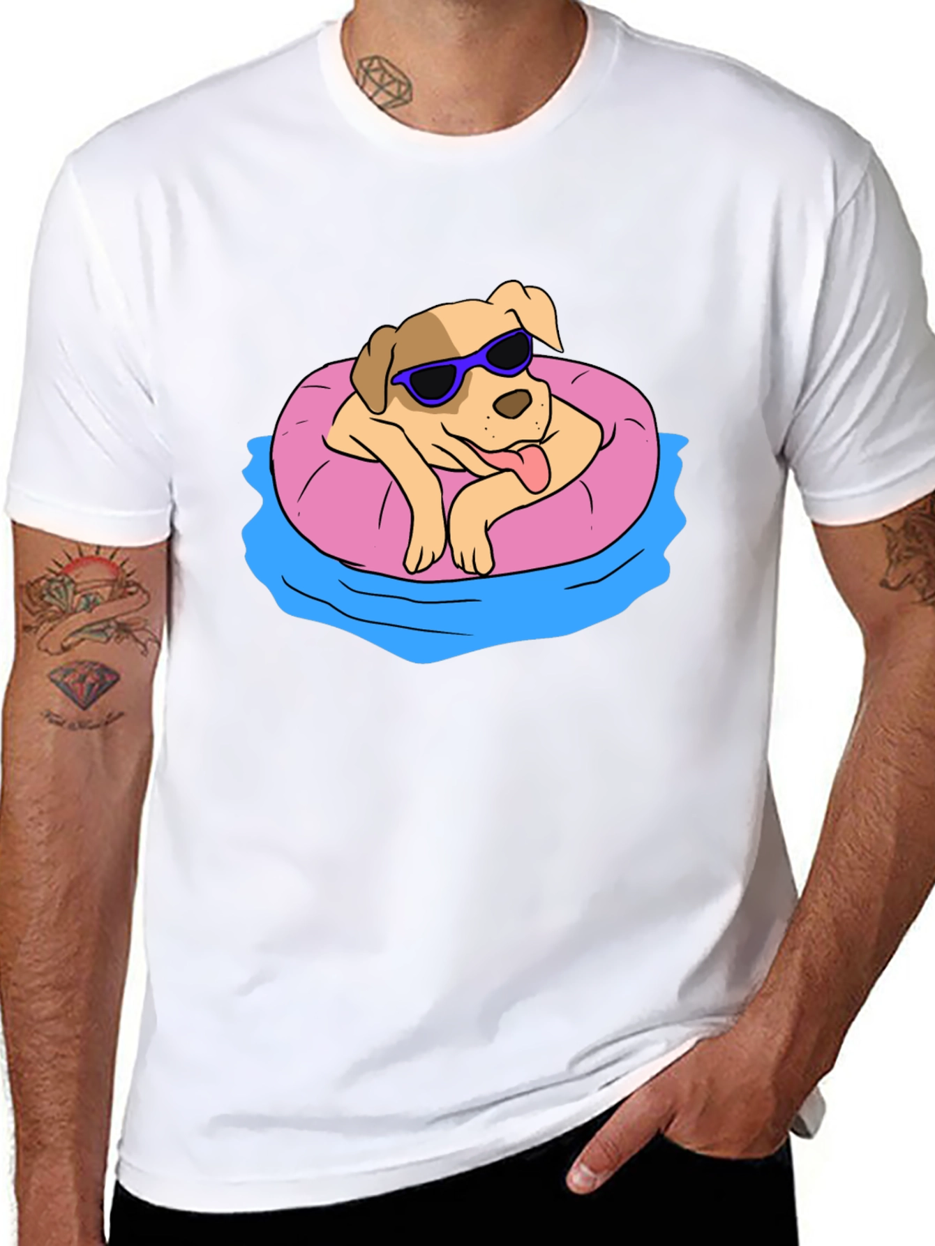 Cool Dog in Pool Float T-Shirt