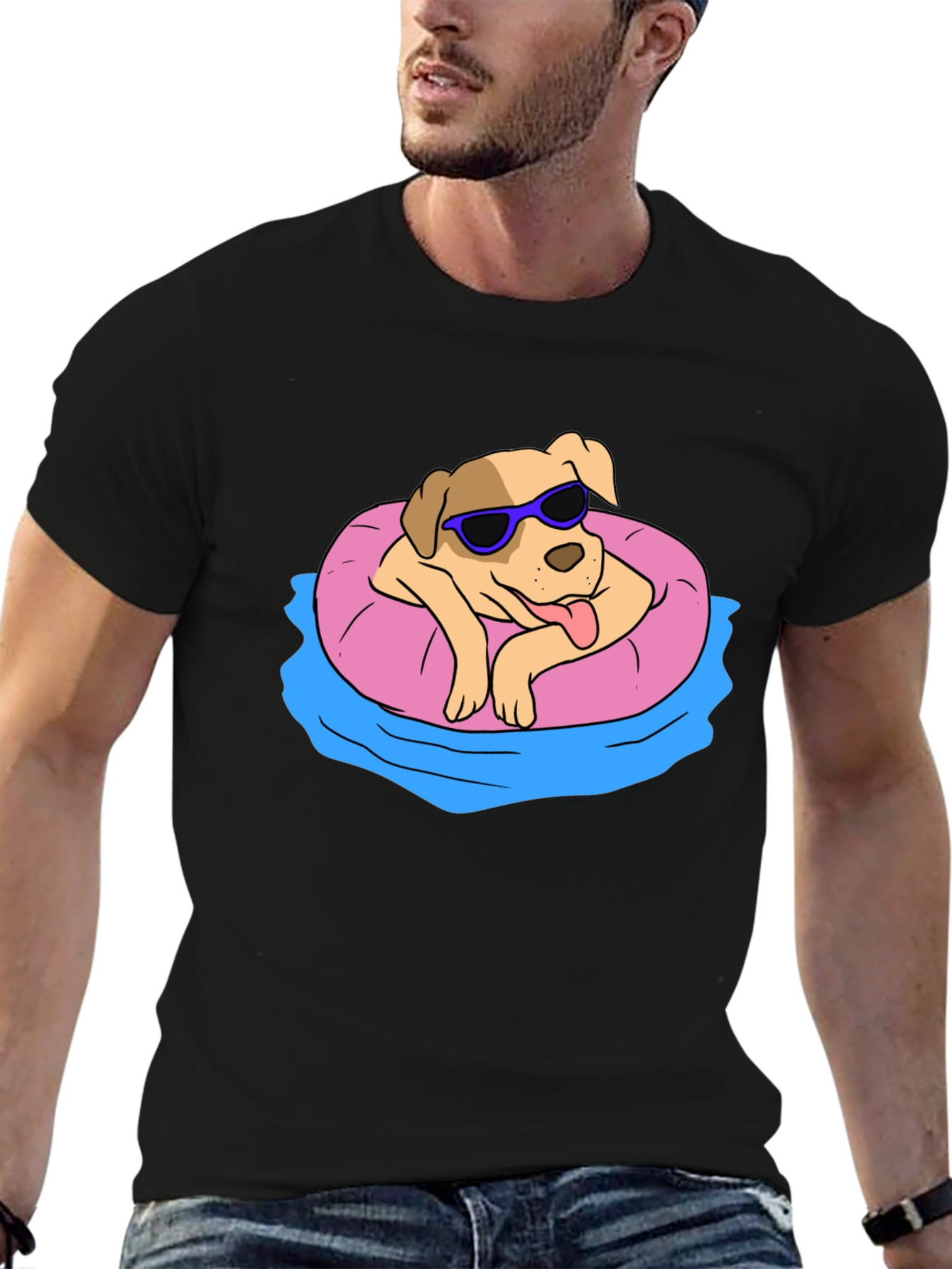 Cool Dog in Pool Float T-Shirt
