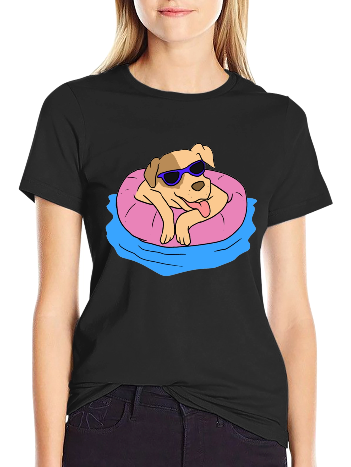 Cool Dog in Pool Float T-Shirt