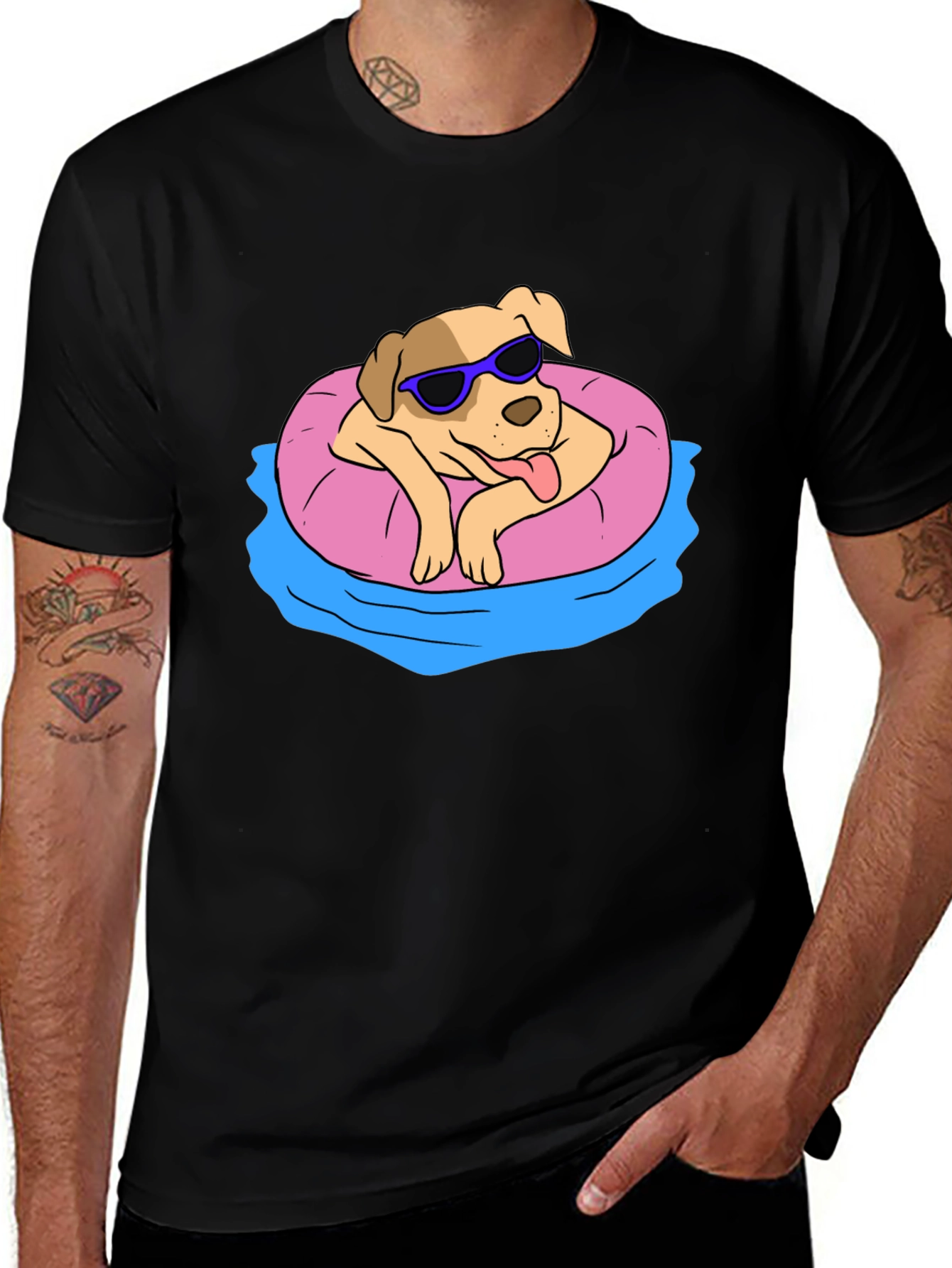 Cool Dog in Pool Float T-Shirt