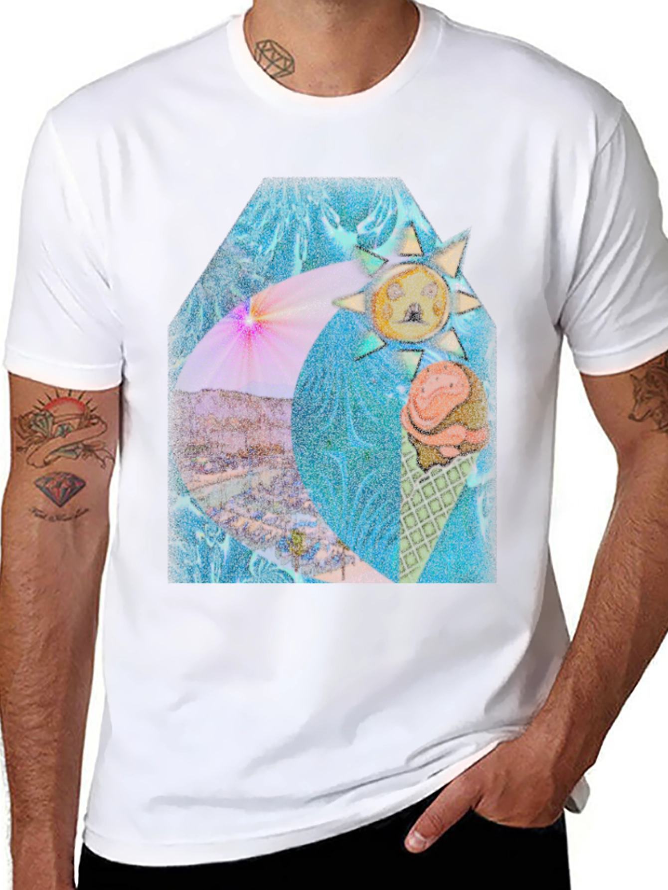 Artistic Summer Scene Graphic T-Shirt