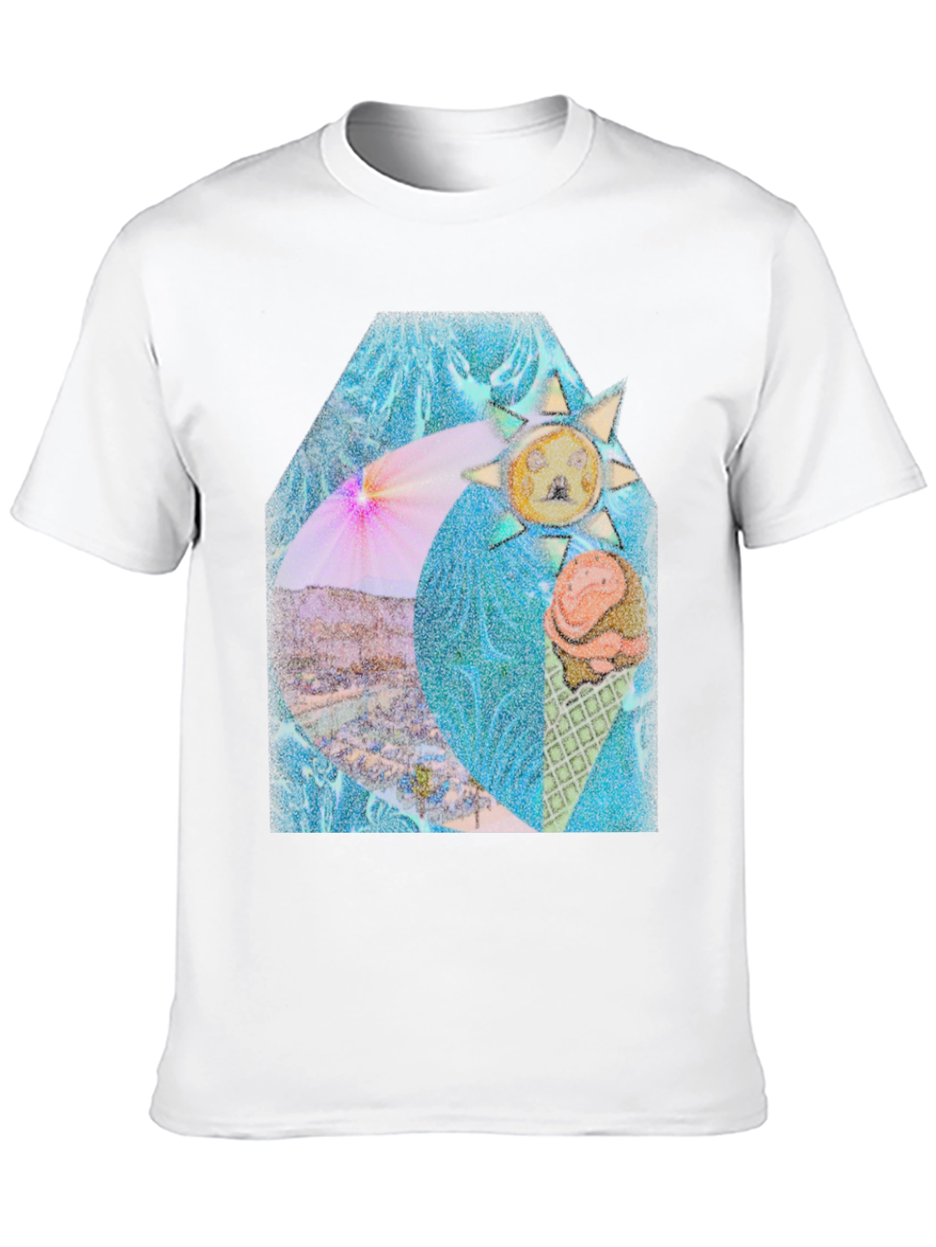 Artistic Summer Scene Graphic T-Shirt