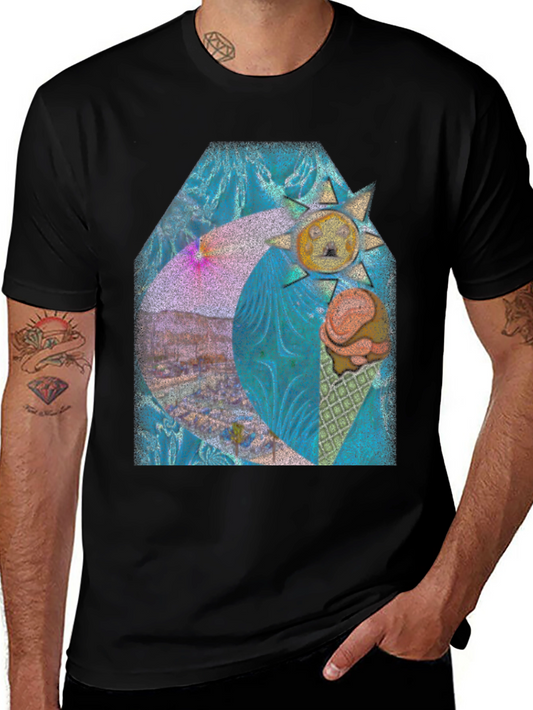 Artistic Summer Scene Graphic T-Shirt
