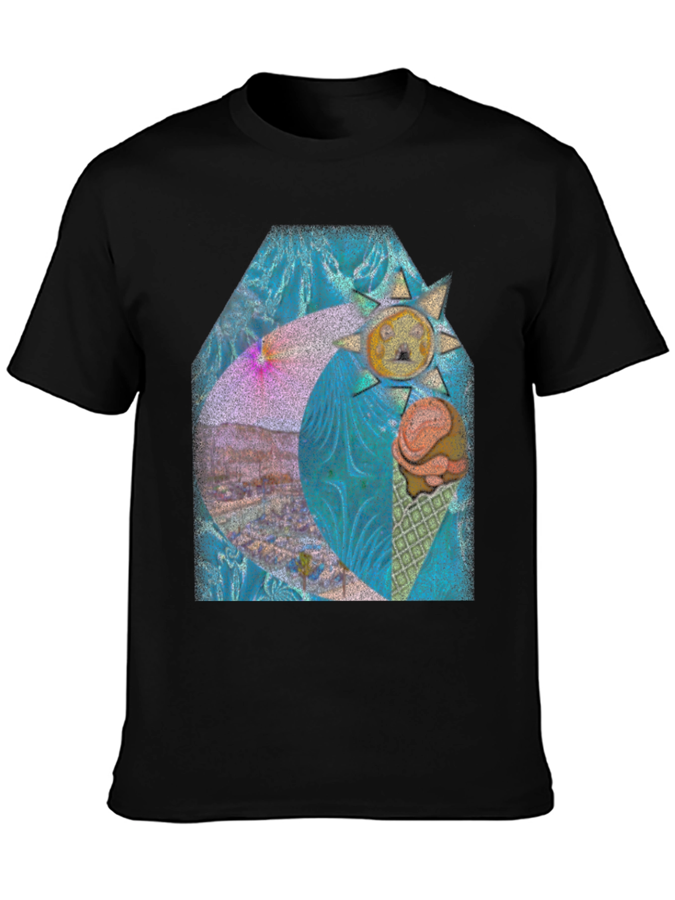 Artistic Summer Scene Graphic T-Shirt