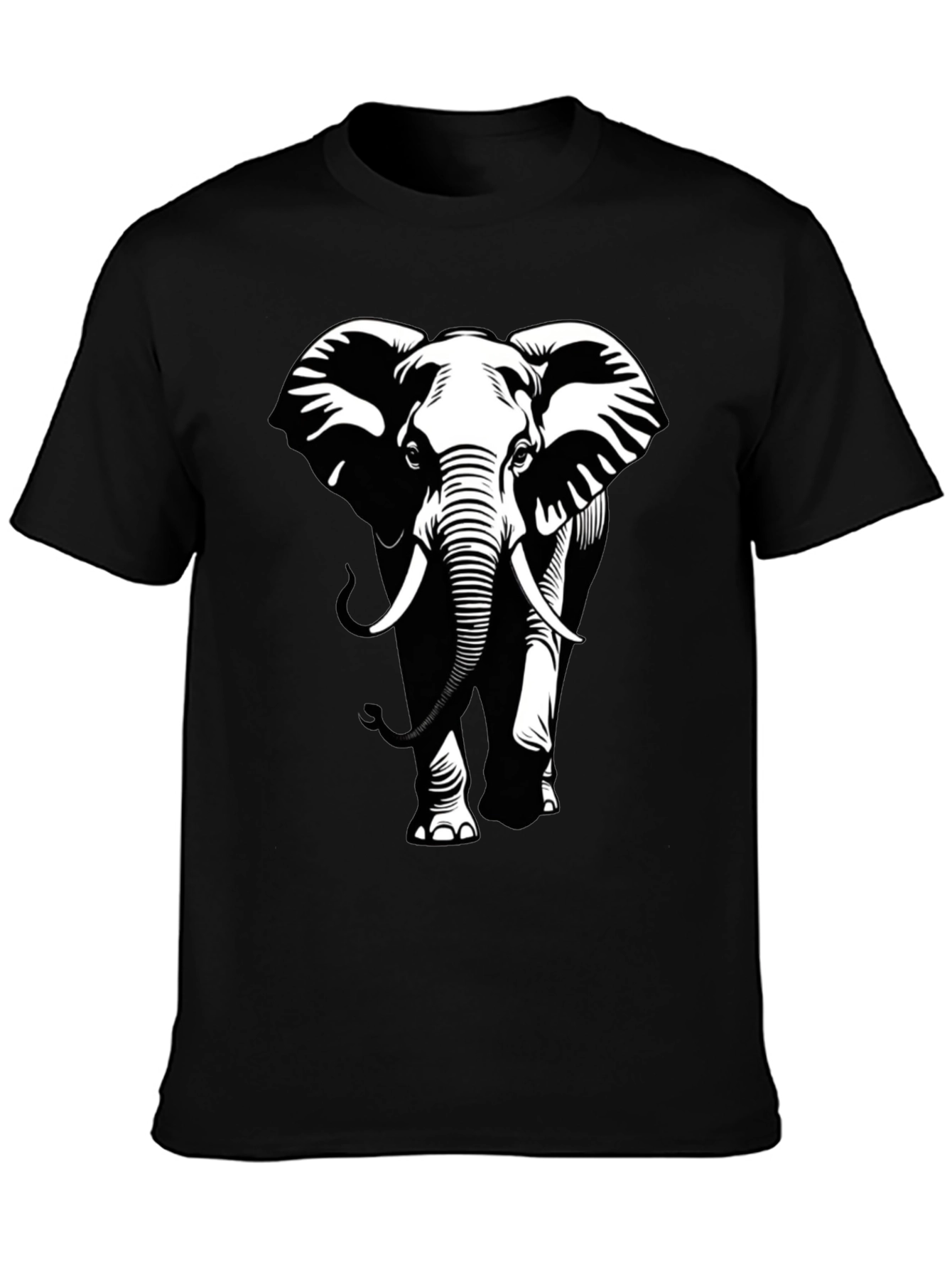 Elephant Graphic Tee - Stylish Black Cotton T-Shirt