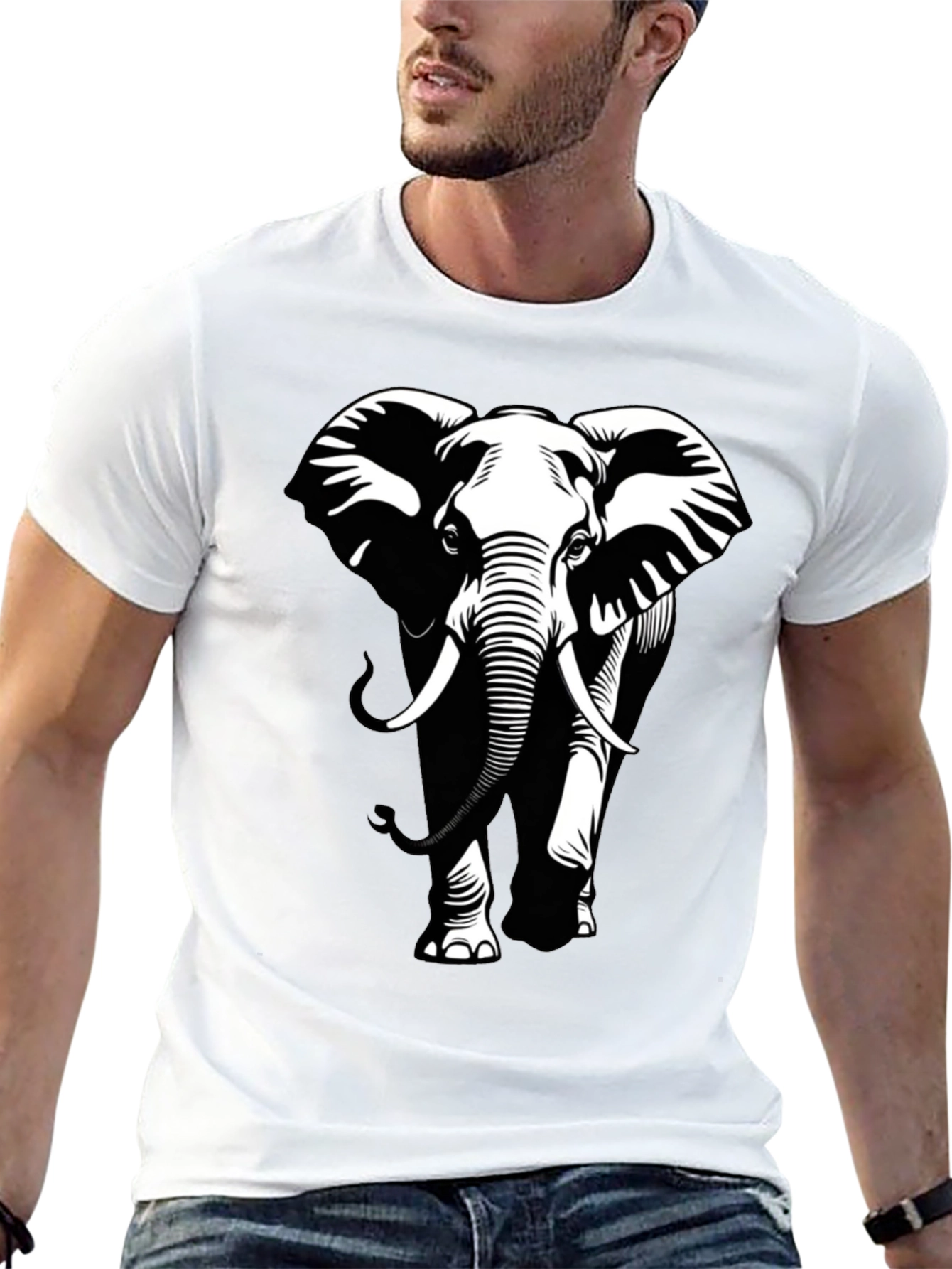 Elephant Graphic Tee - Stylish Black Cotton T-Shirt