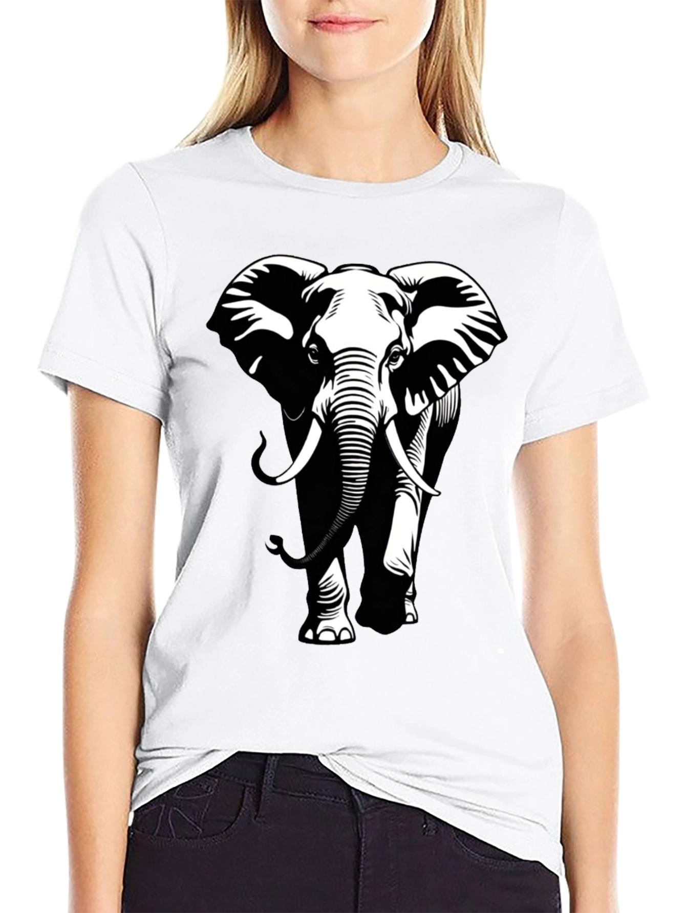 Elephant Graphic Tee - Stylish Black Cotton T-Shirt