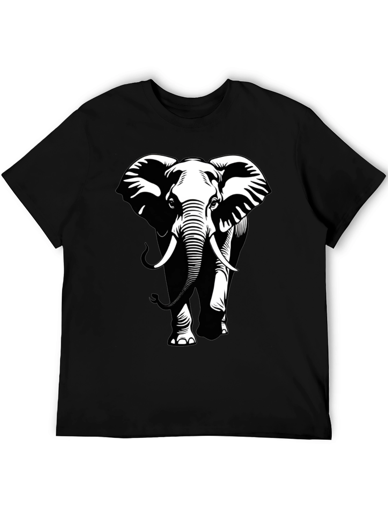 Elephant Graphic Tee - Stylish Black Cotton T-Shirt