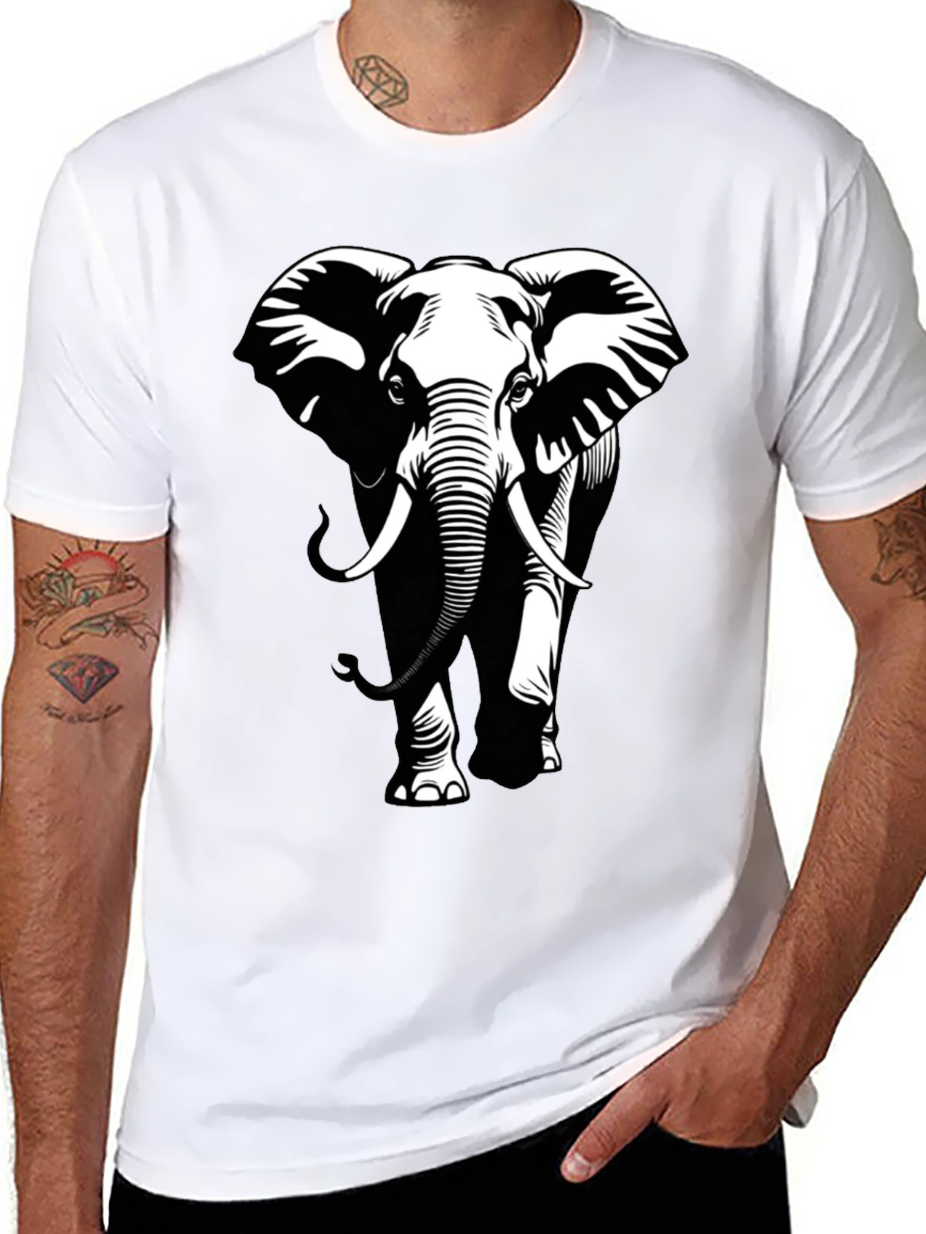 Elephant Graphic Tee - Stylish Black Cotton T-Shirt