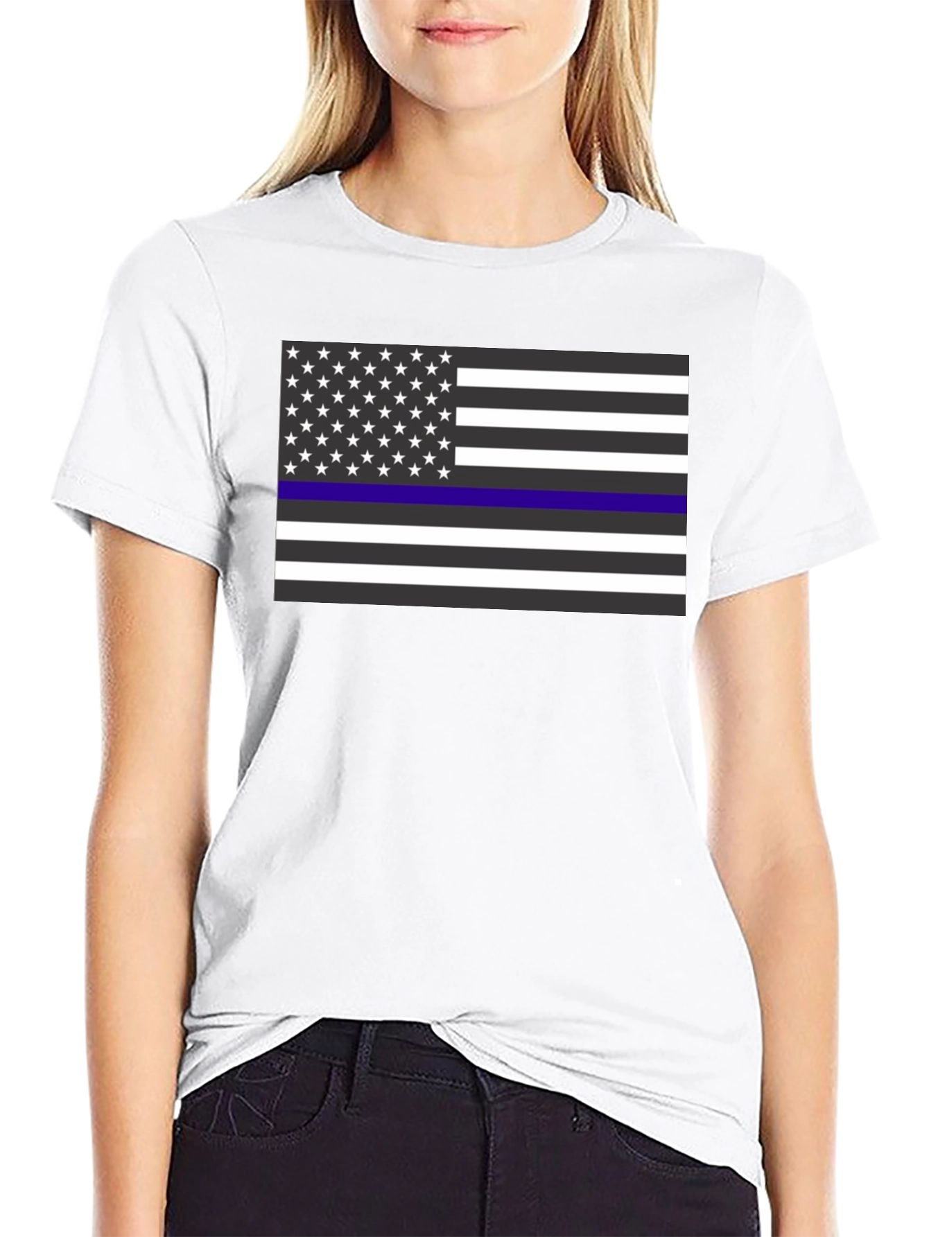 Thin Blue Line American Flag T-Shirt