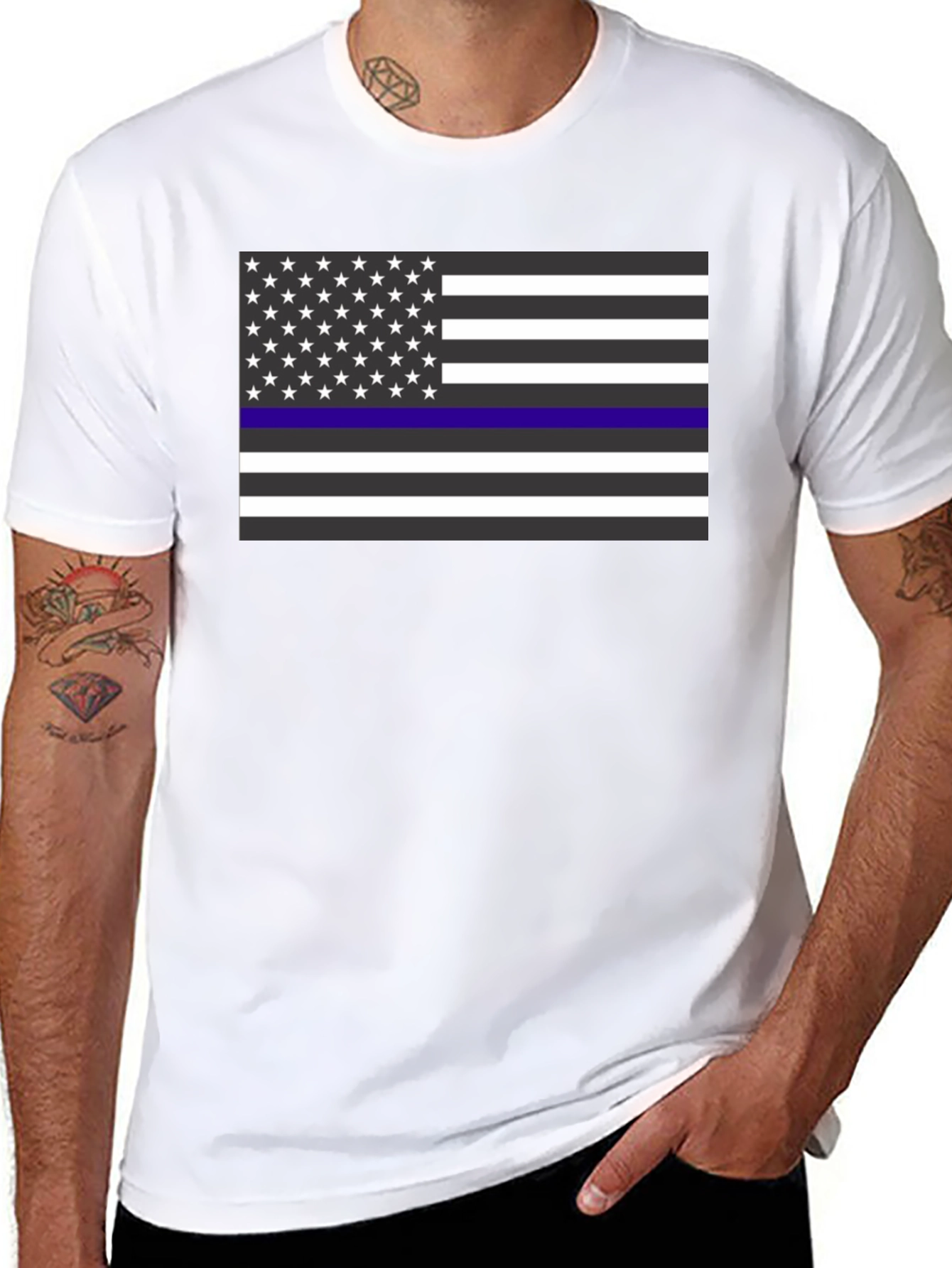 Thin Blue Line American Flag T-Shirt