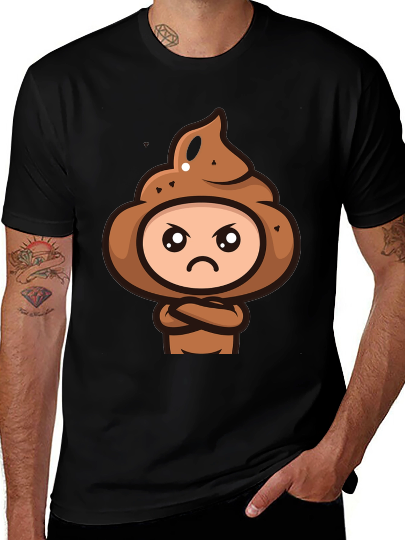Funny Poop Emoji Graphic Black T-Shirt