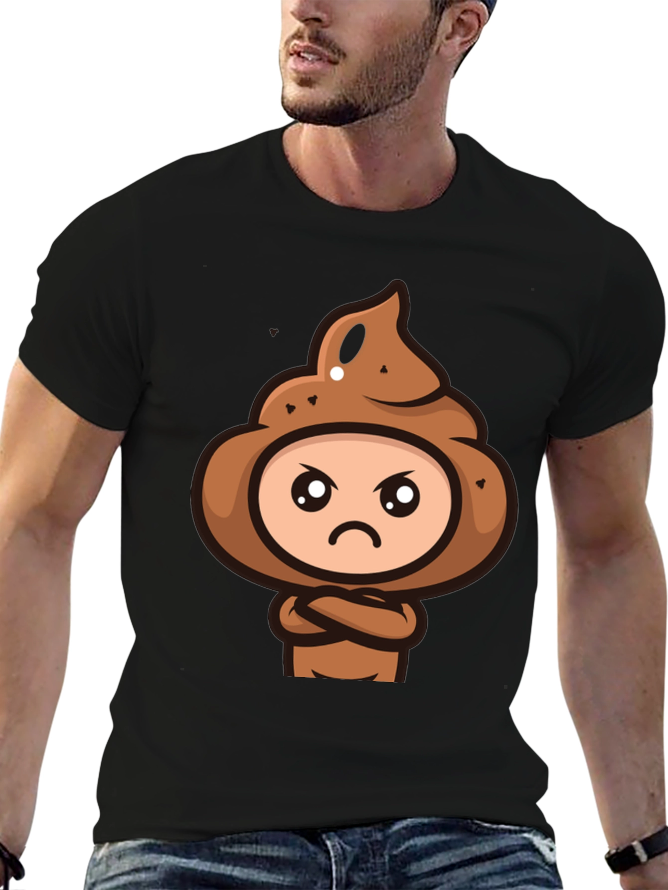 Funny Poop Emoji Graphic Black T-Shirt