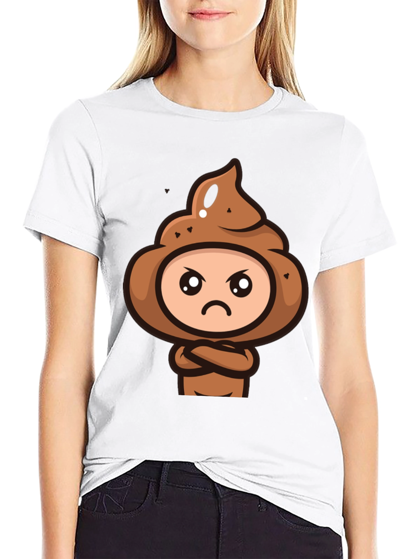 Funny Poop Emoji Graphic Black T-Shirt